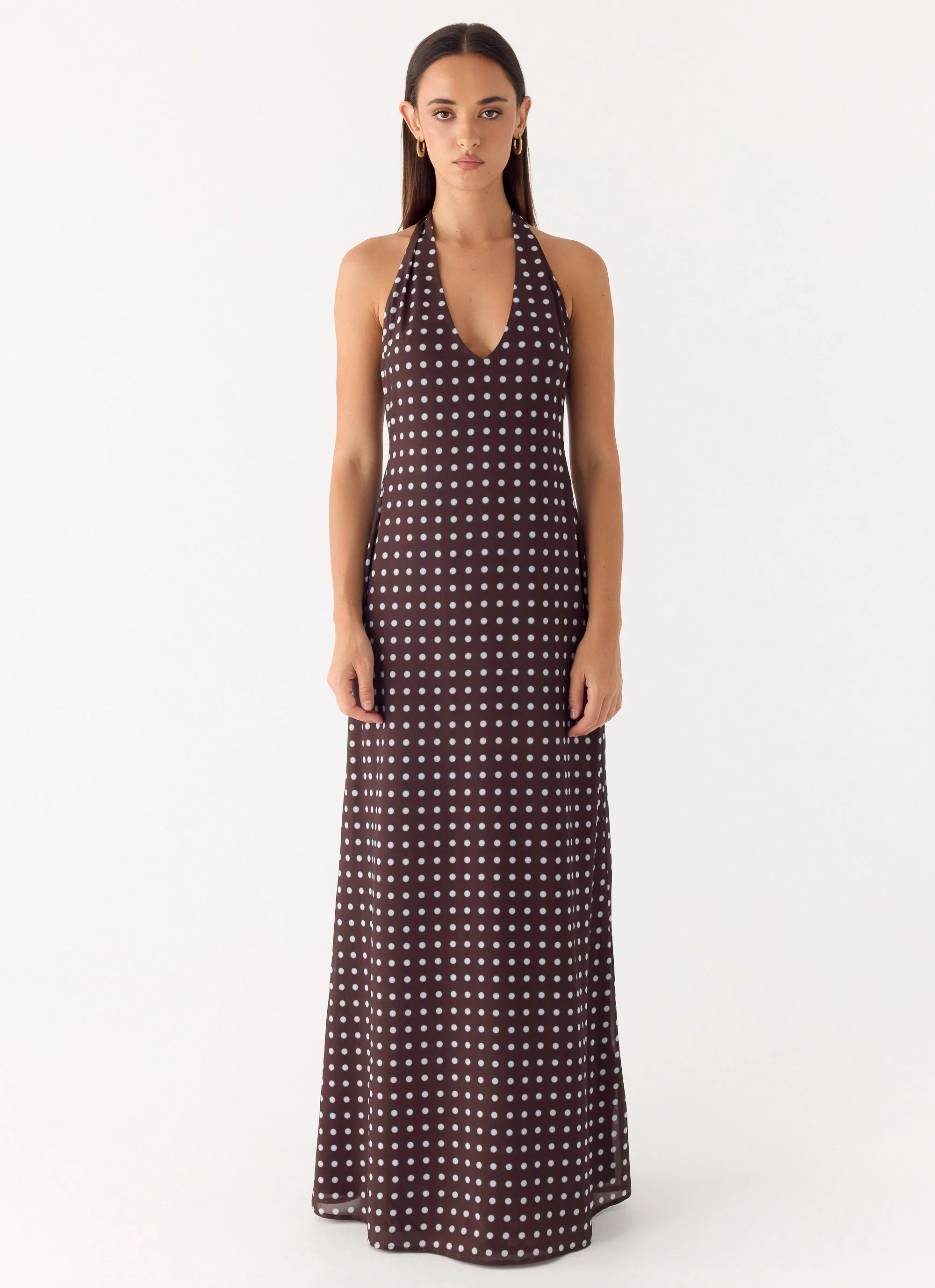 Float Away Maxi Dress - Chocolate Blue Dot - Image 3
