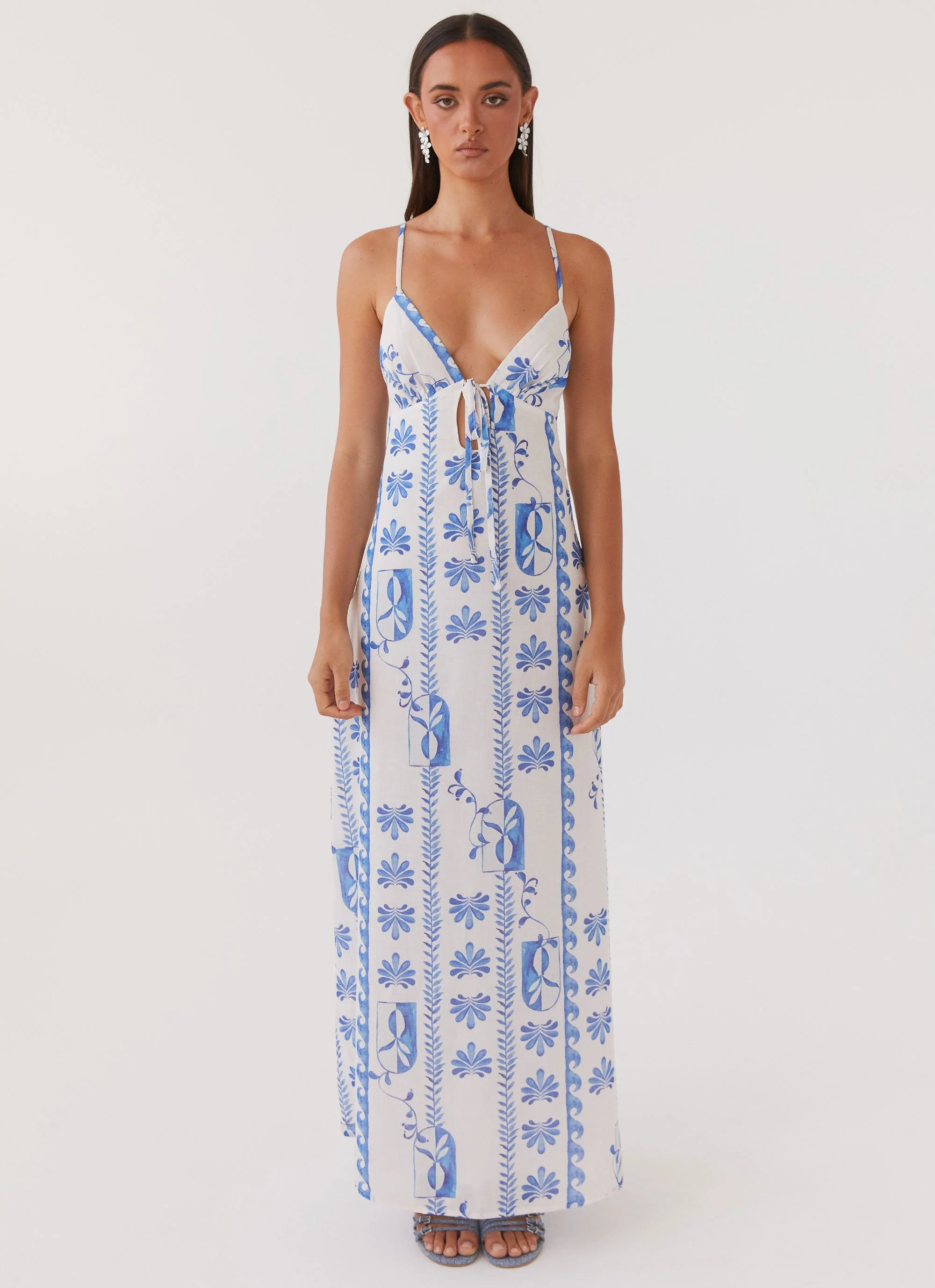 Flora Linen Maxi Dress - Floral Wave - Image 2