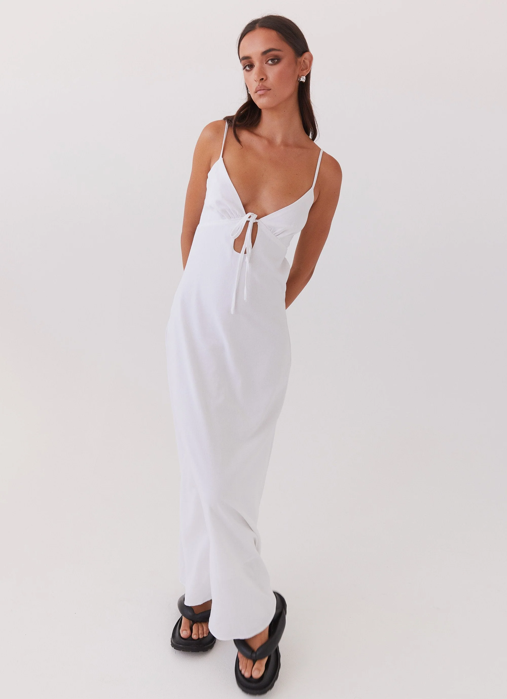 Flora Linen Maxi Dress - White - Image 5