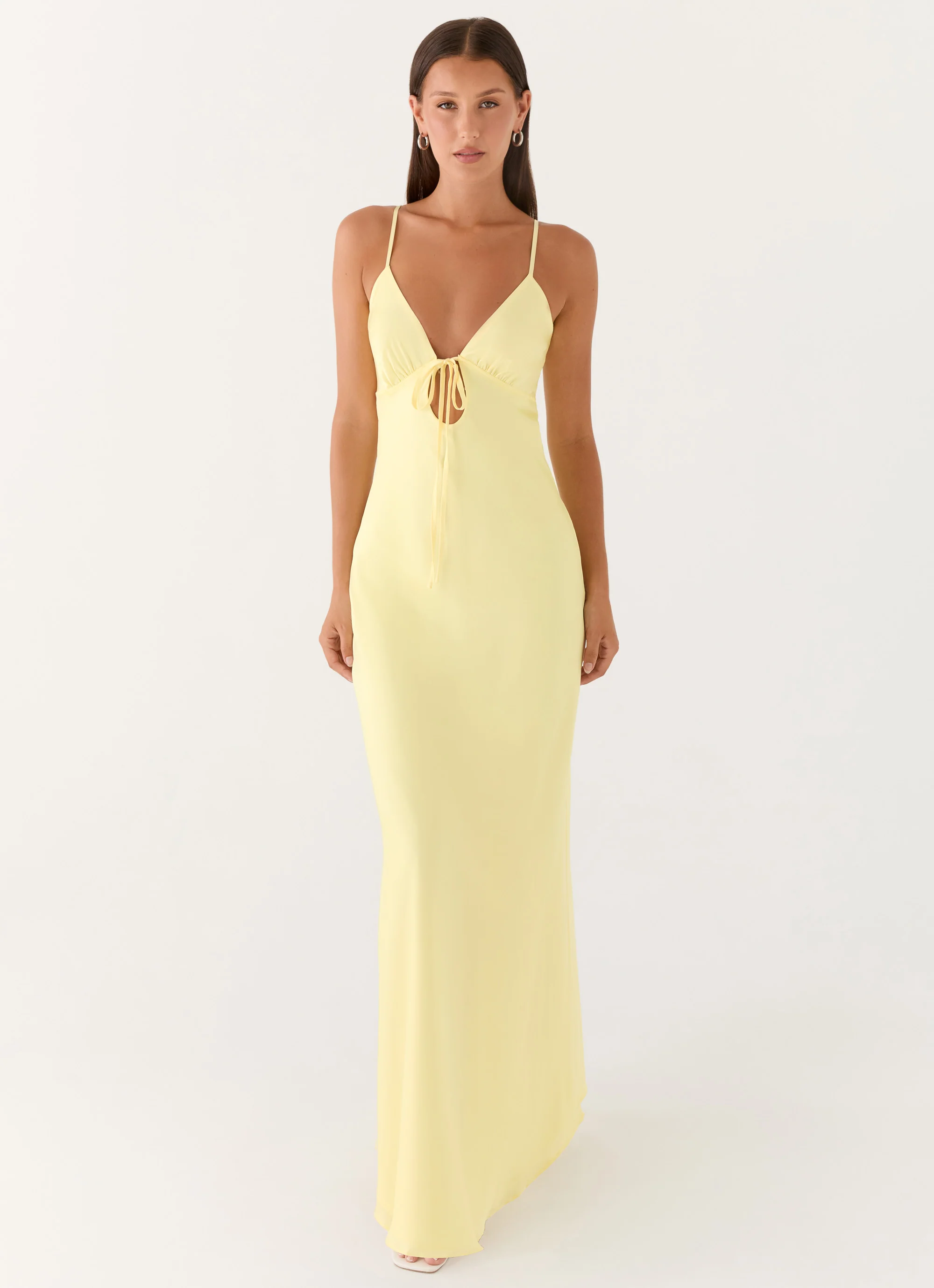 Flora Satin Maxi Dress - Lemon - Image 5