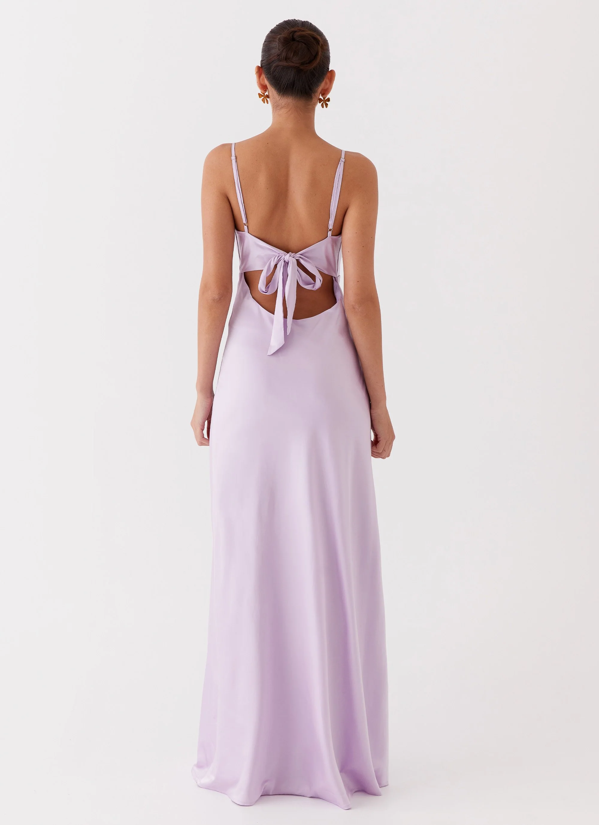Flora Satin Maxi Dress - Lilac - Image 5