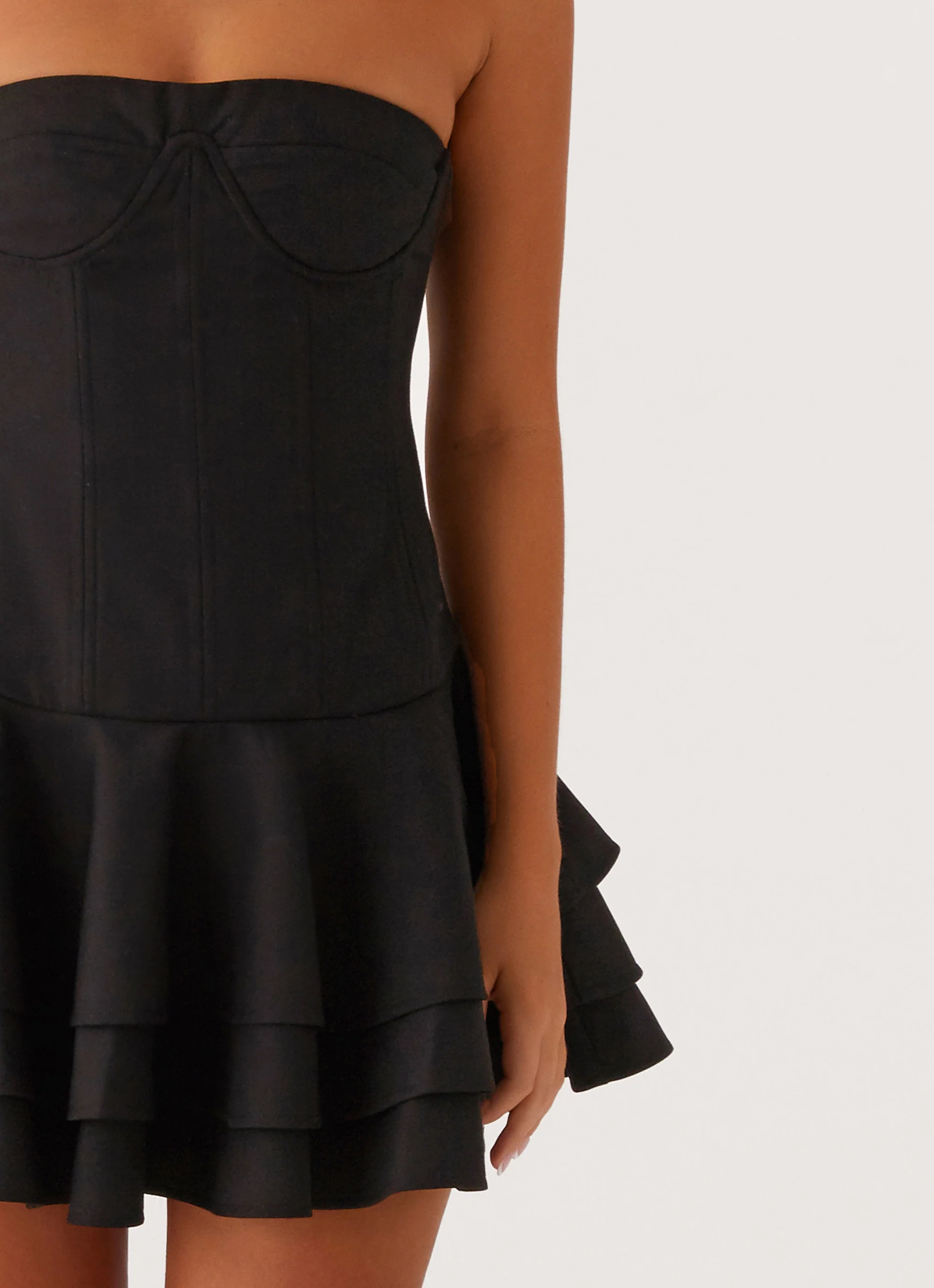 Floriana Ruffle Corset Mini Dress - Black - Image 2