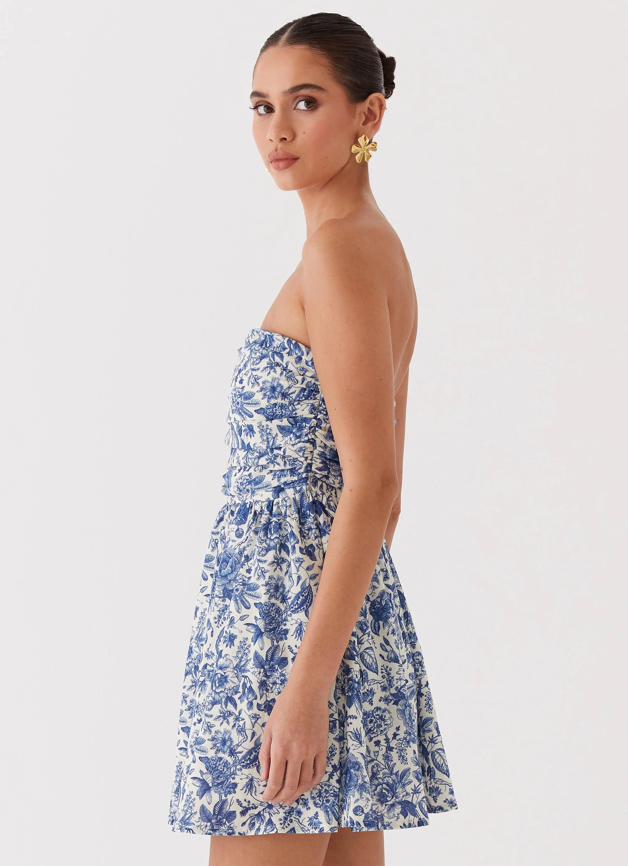Forget Me Not Linen Mini Dress - Blue Paisley - Image 3