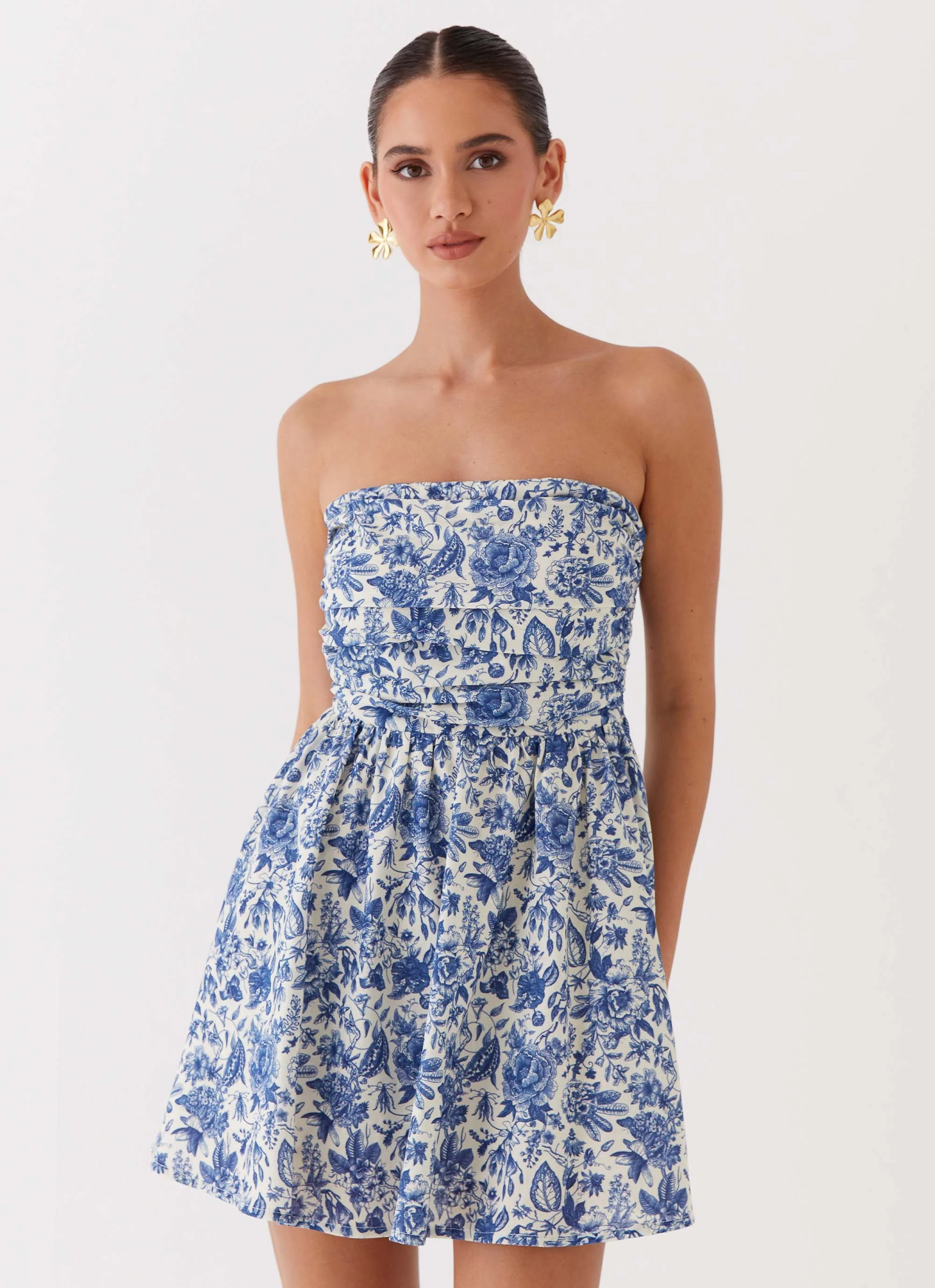Forget Me Not Linen Mini Dress - Blue Paisley - Image 5