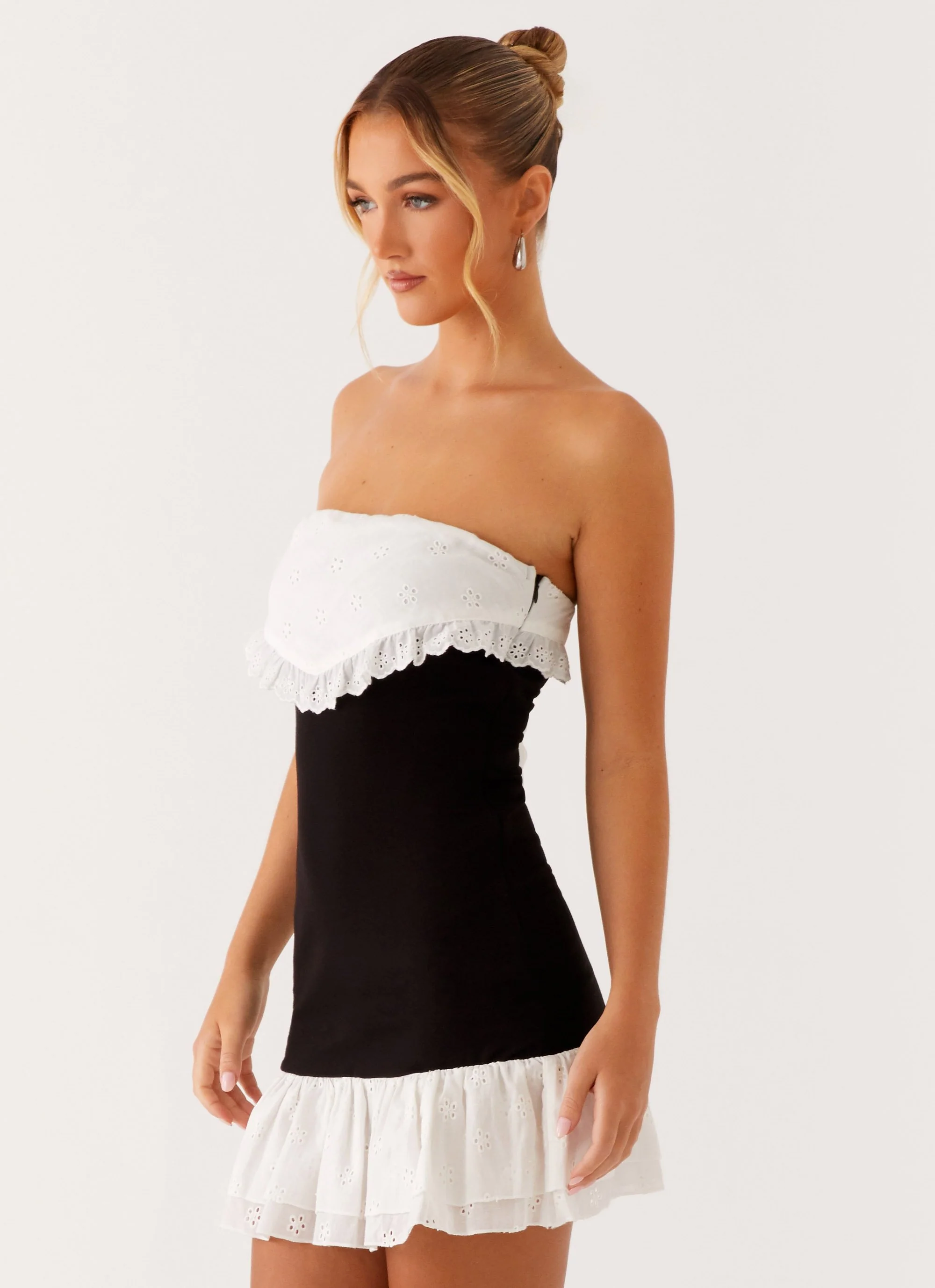 Fran Broderie Mini Dress - Black - Image 3