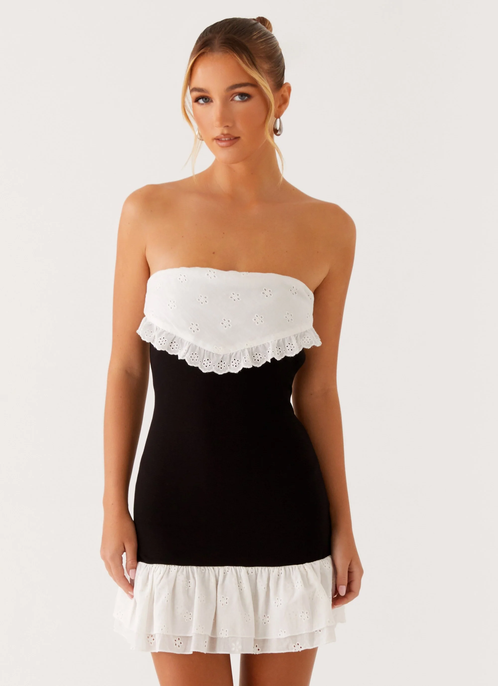 Fran Broderie Mini Dress - Black - Image 5