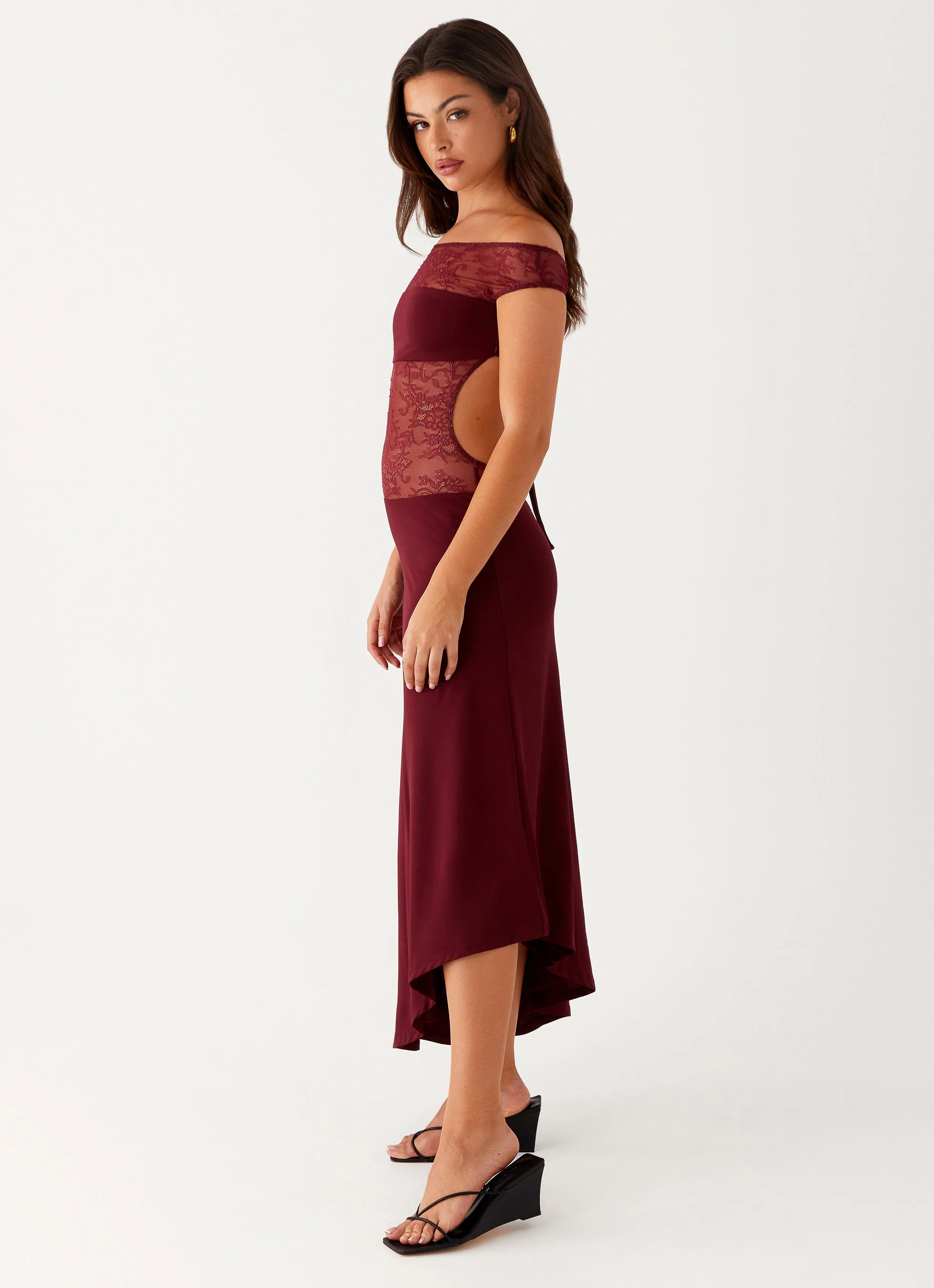 Francoise Lace Midi Dress - Burgundy - Image 4