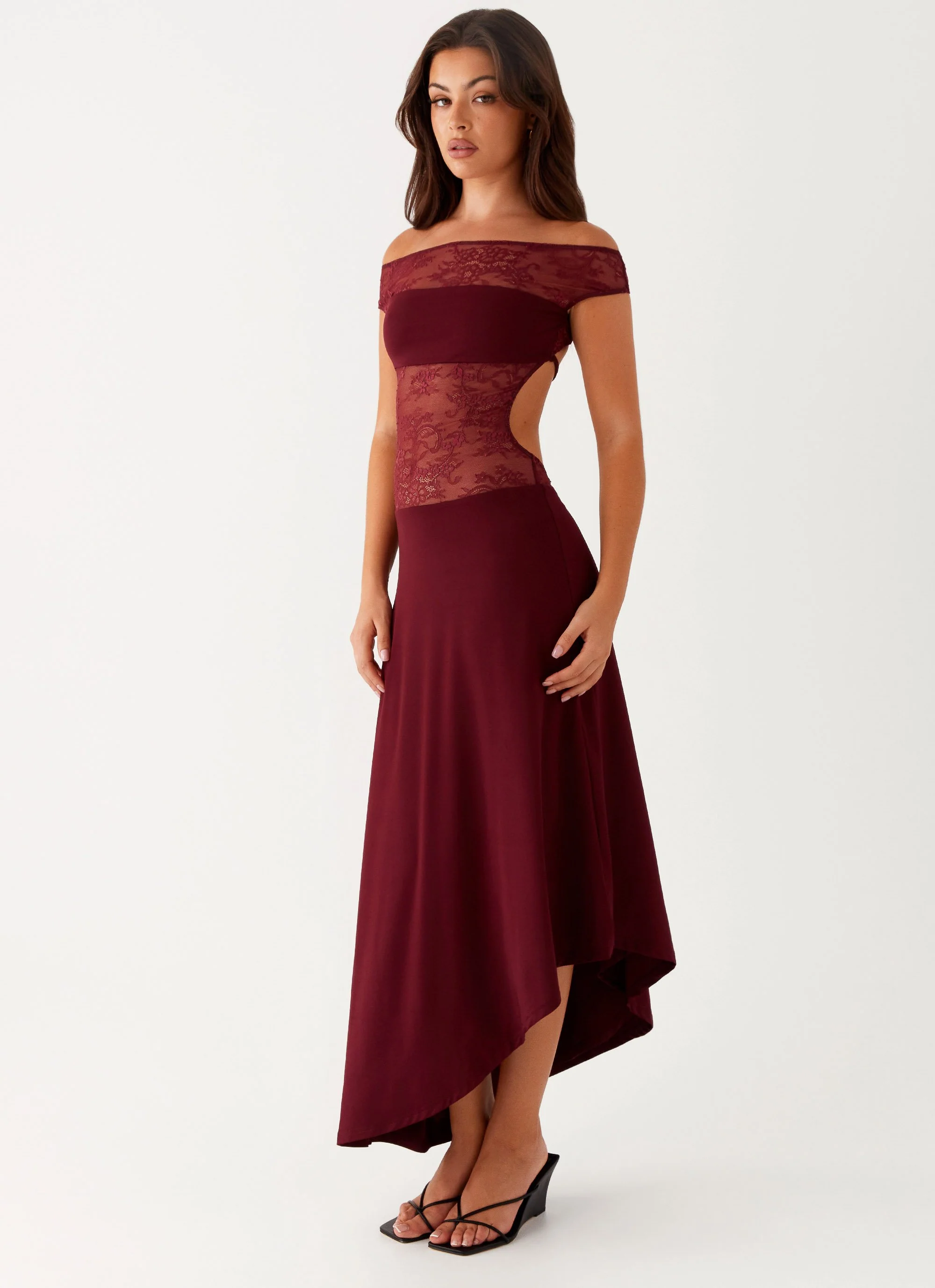Francoise Lace Midi Dress - Burgundy - Image 6