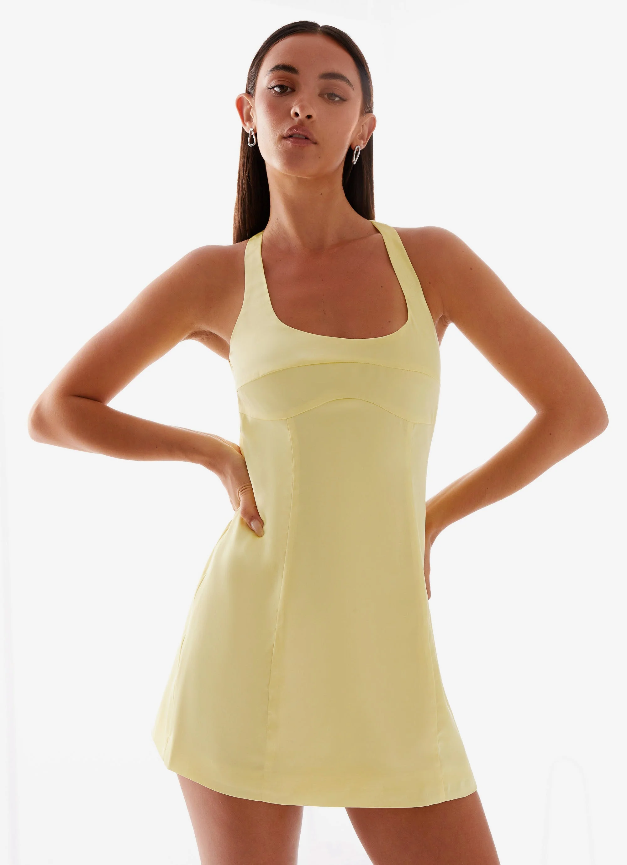 Freefall Satin Mini Dress - Yellow - Image 6