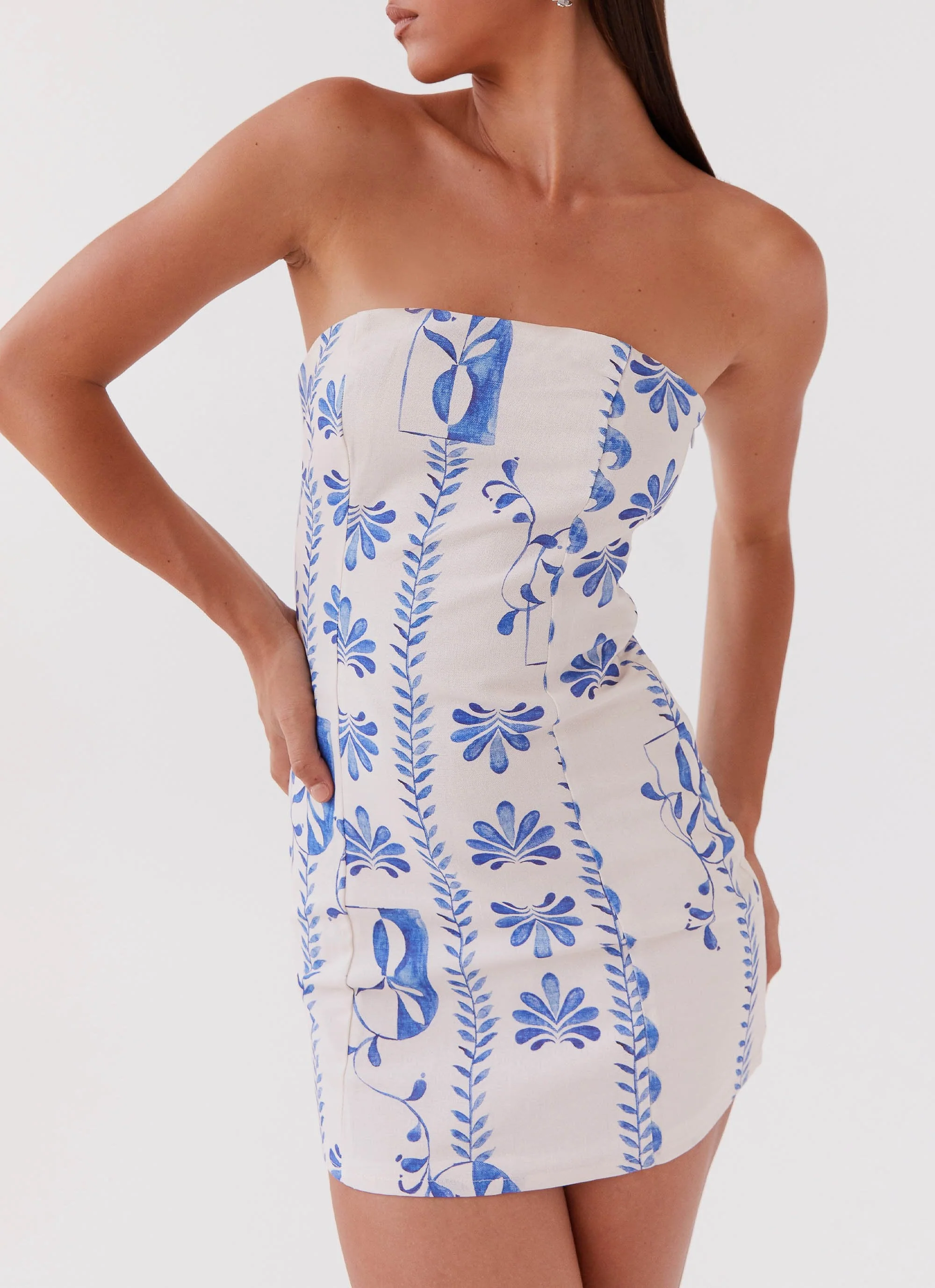 Freya Linen Tube Dress - Floral Wave - Image 5