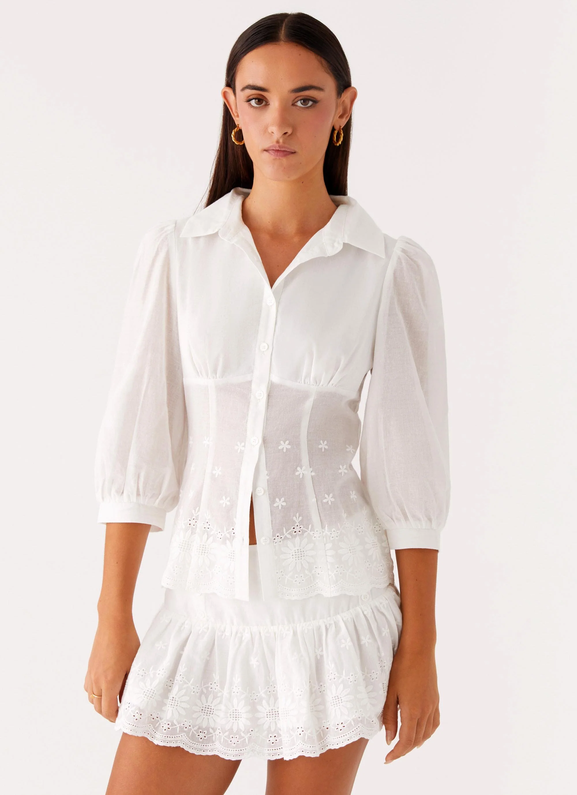 Frida Broderie Top - White - Image 4