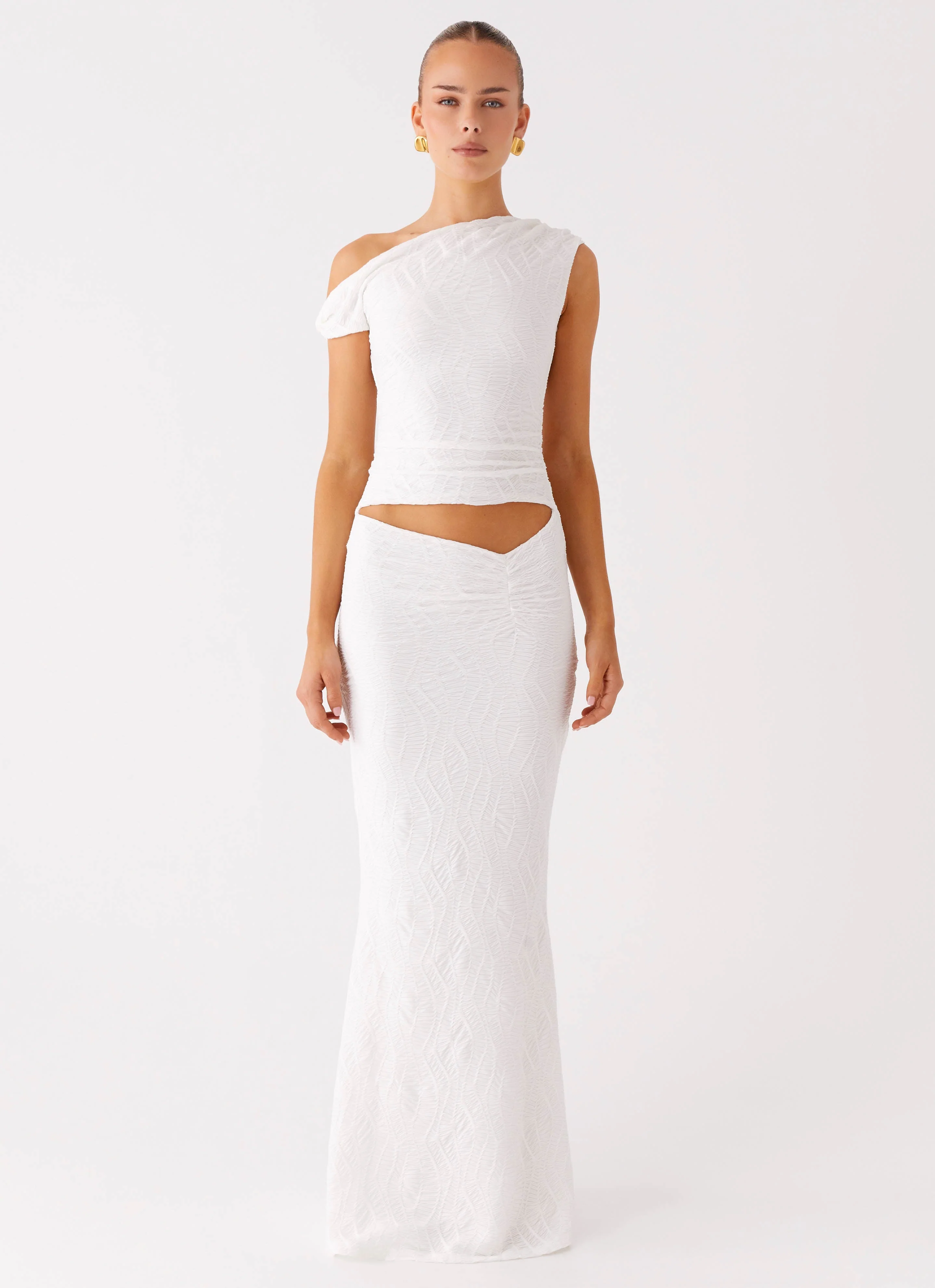 Galantis One Shoulder Maxi Dress - White - Image 4