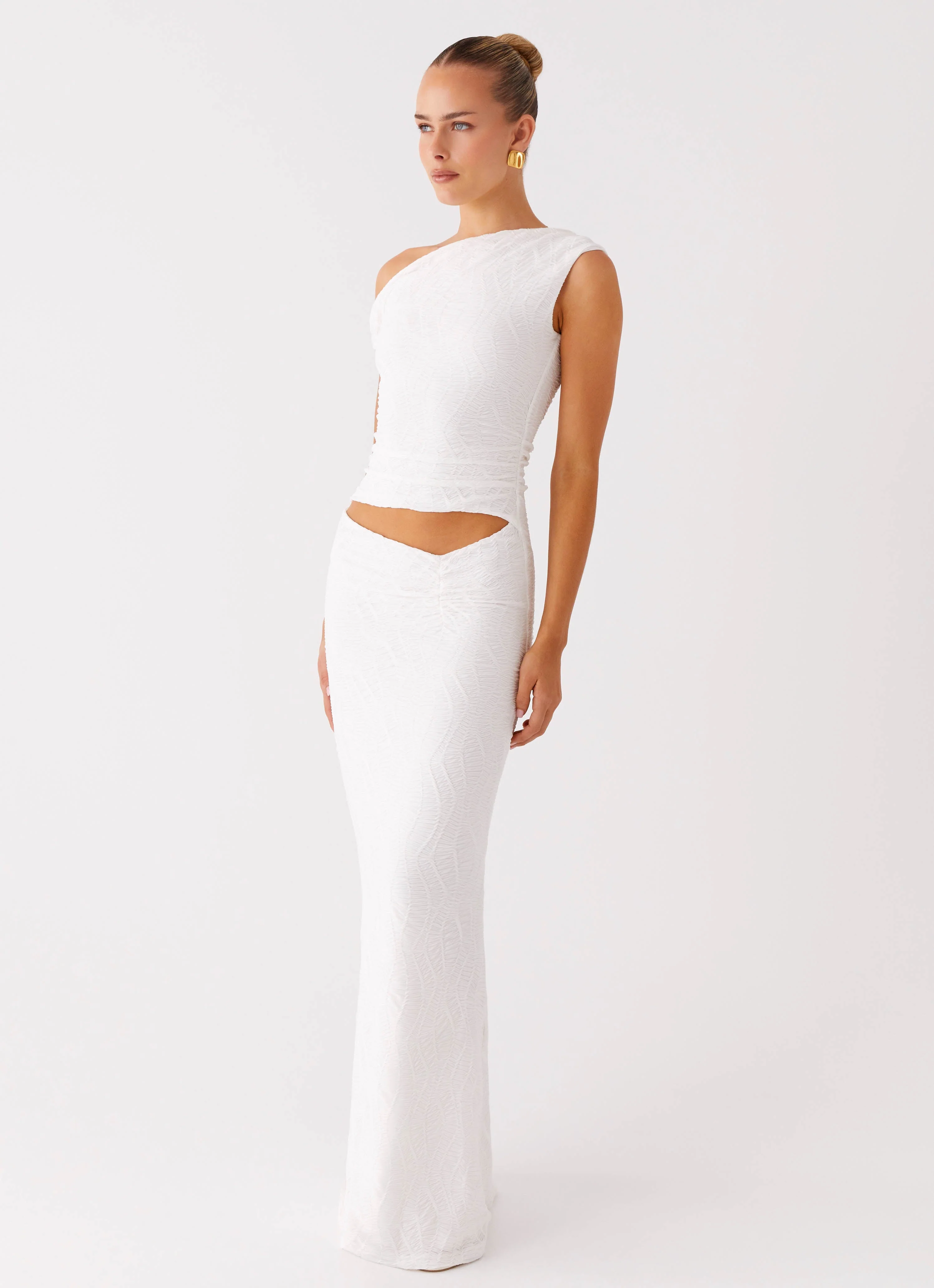 Galantis One Shoulder Maxi Dress - White - Image 5
