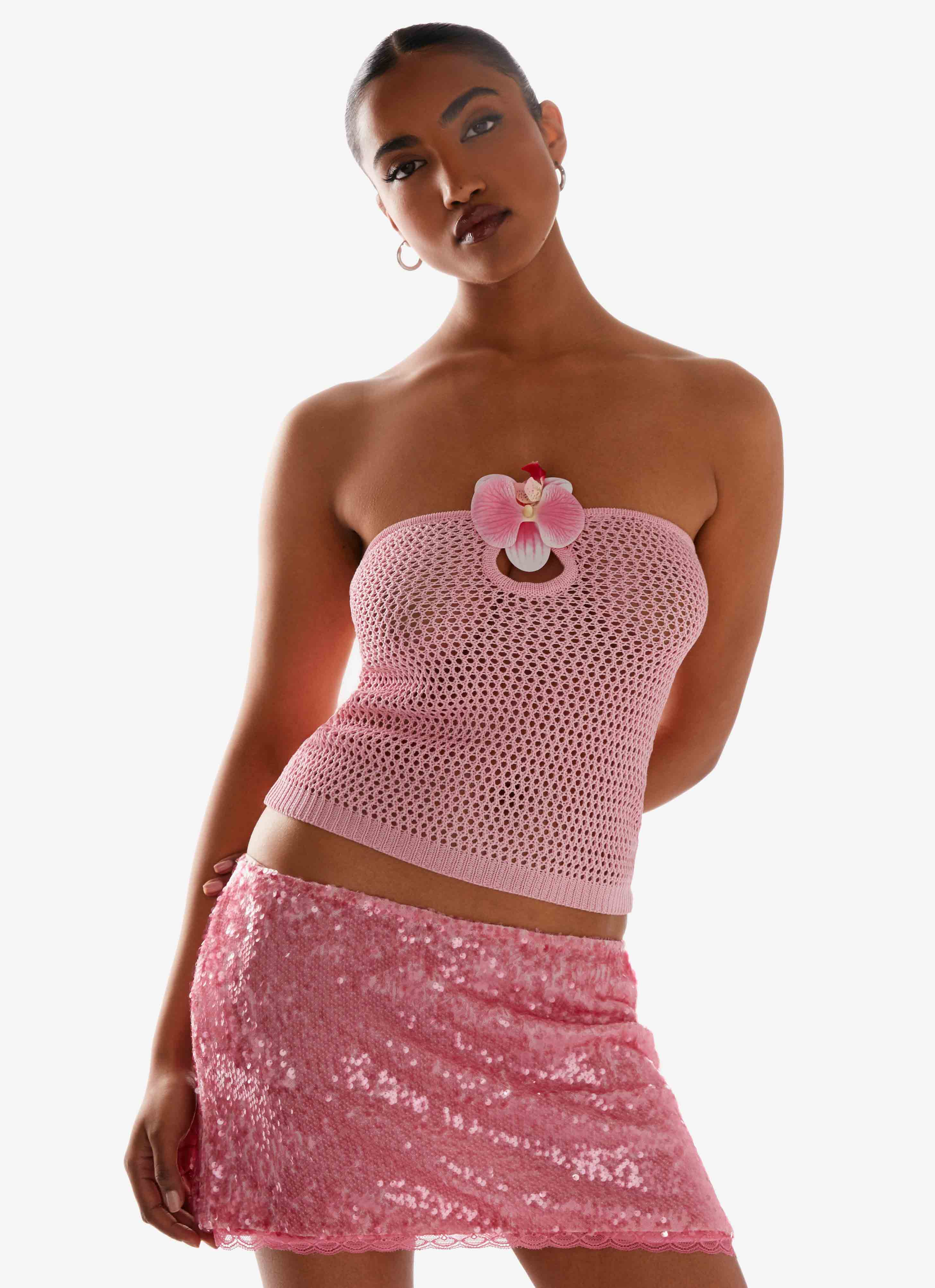 Galia Crochet Top - Pink - Image 5