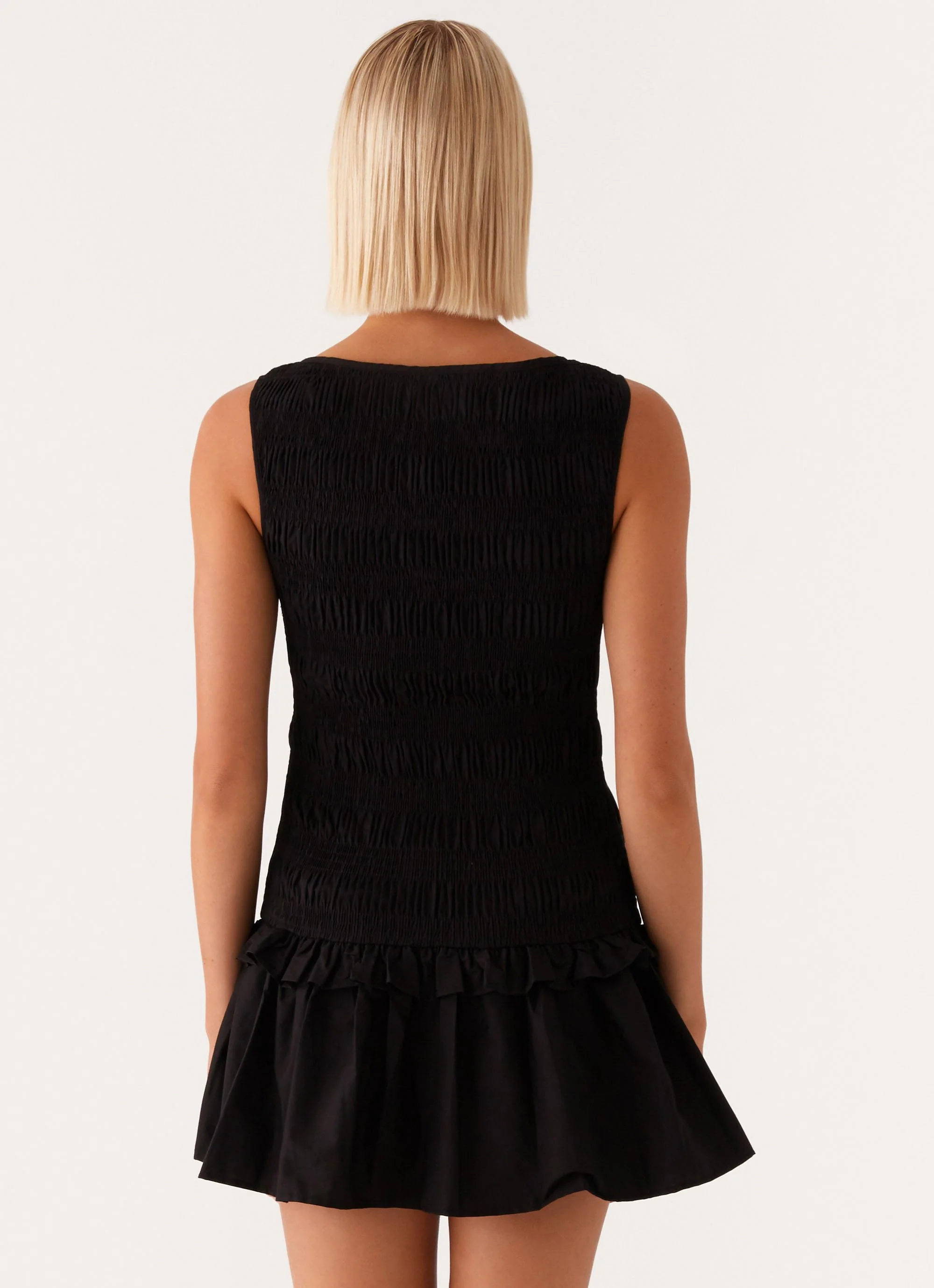 Garden Kisses Shirred Mini Dress - Black - Image 4