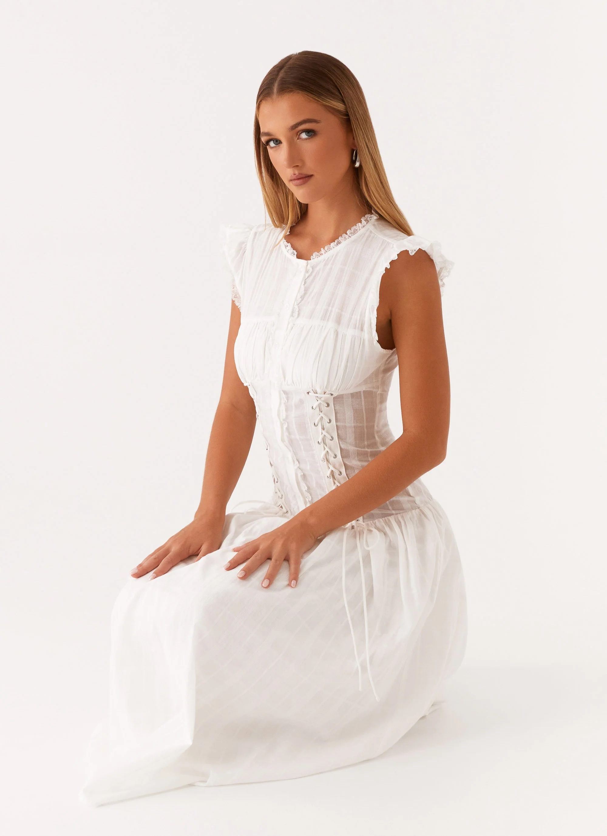 Genevieve Midi Dress - White - Image 6