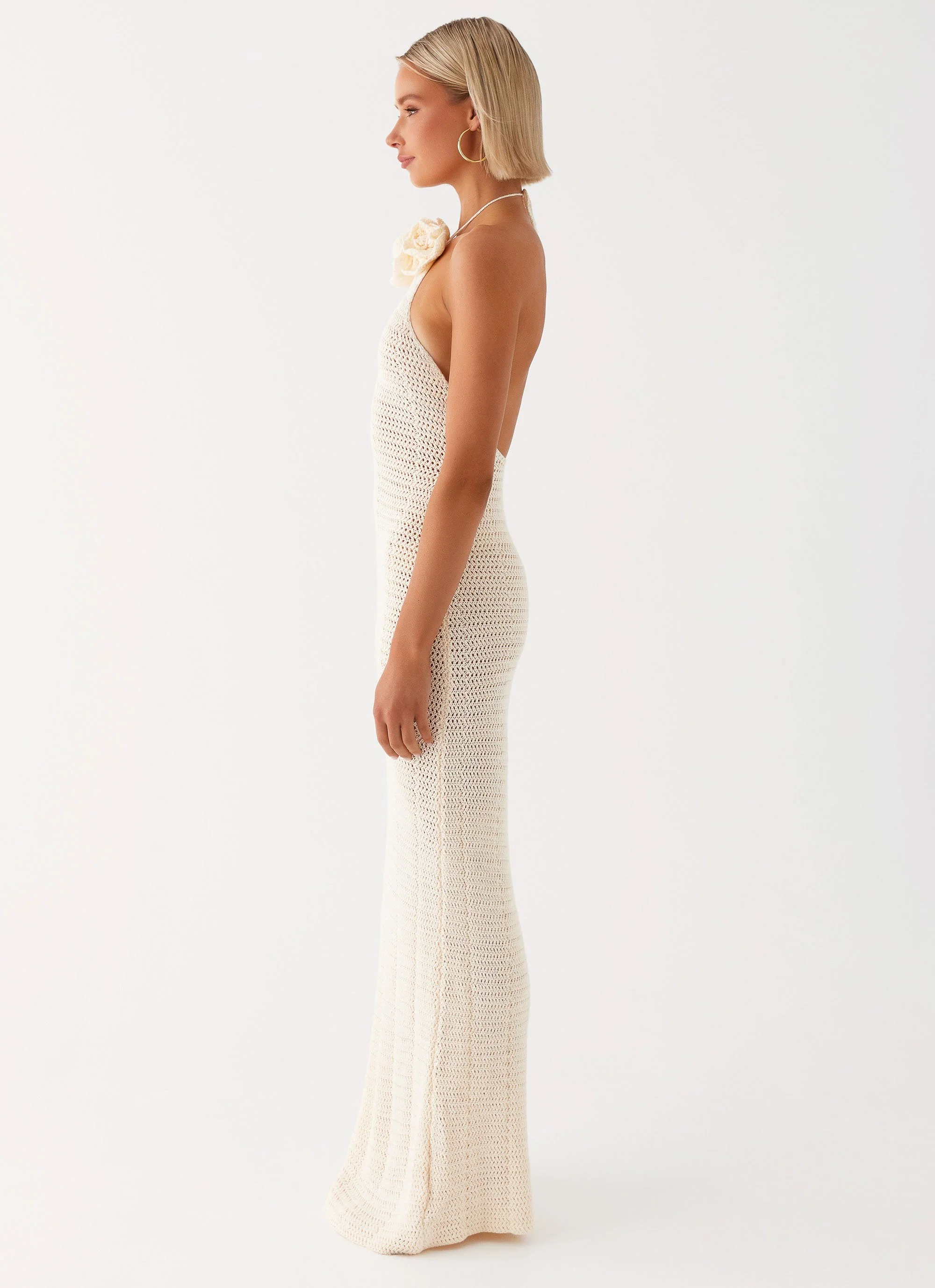 Gia Rose Halter Neck Maxi Dress - Ivory - Image 3