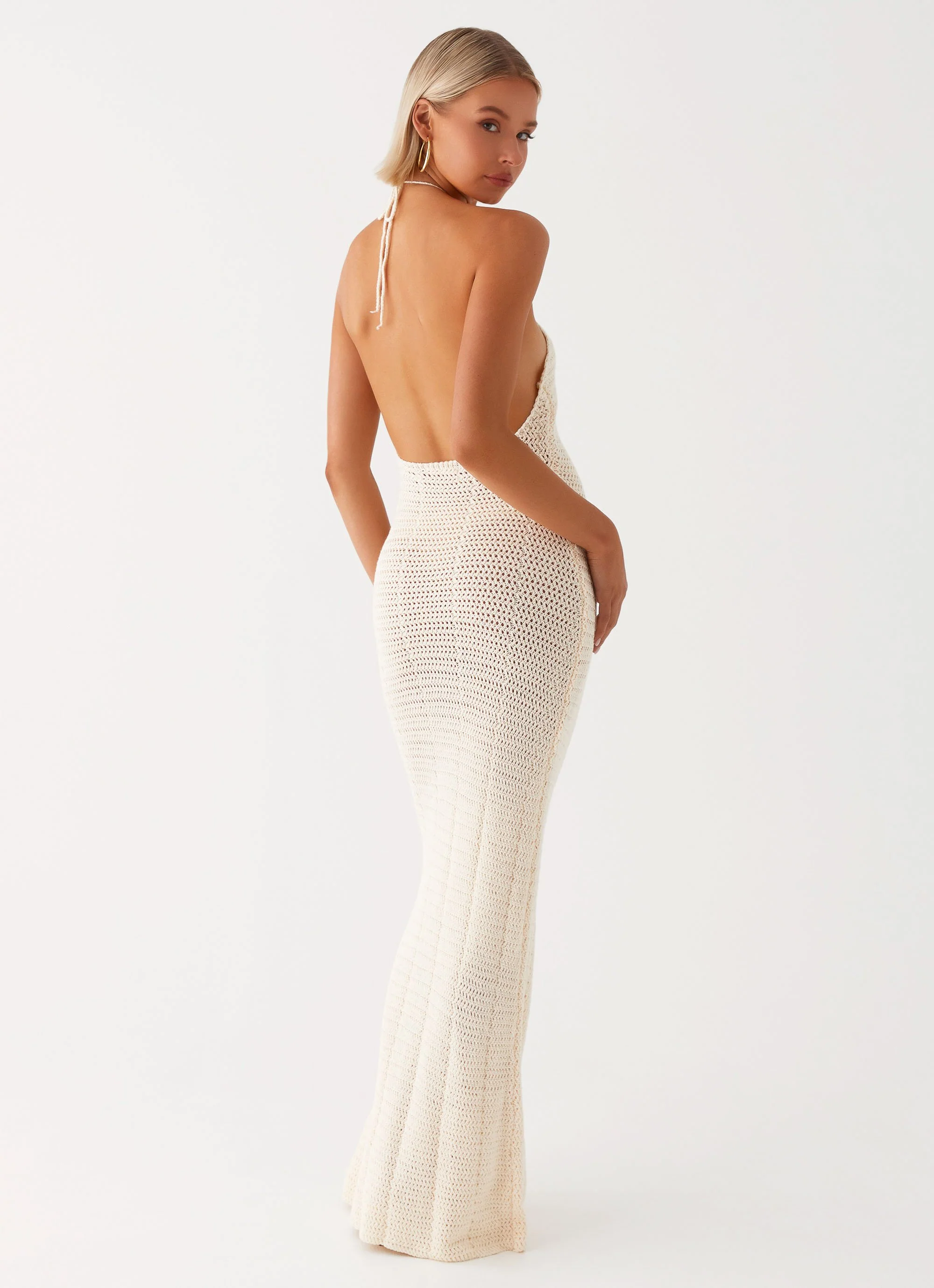 Gia Rose Halter Neck Maxi Dress - Ivory - Image 4