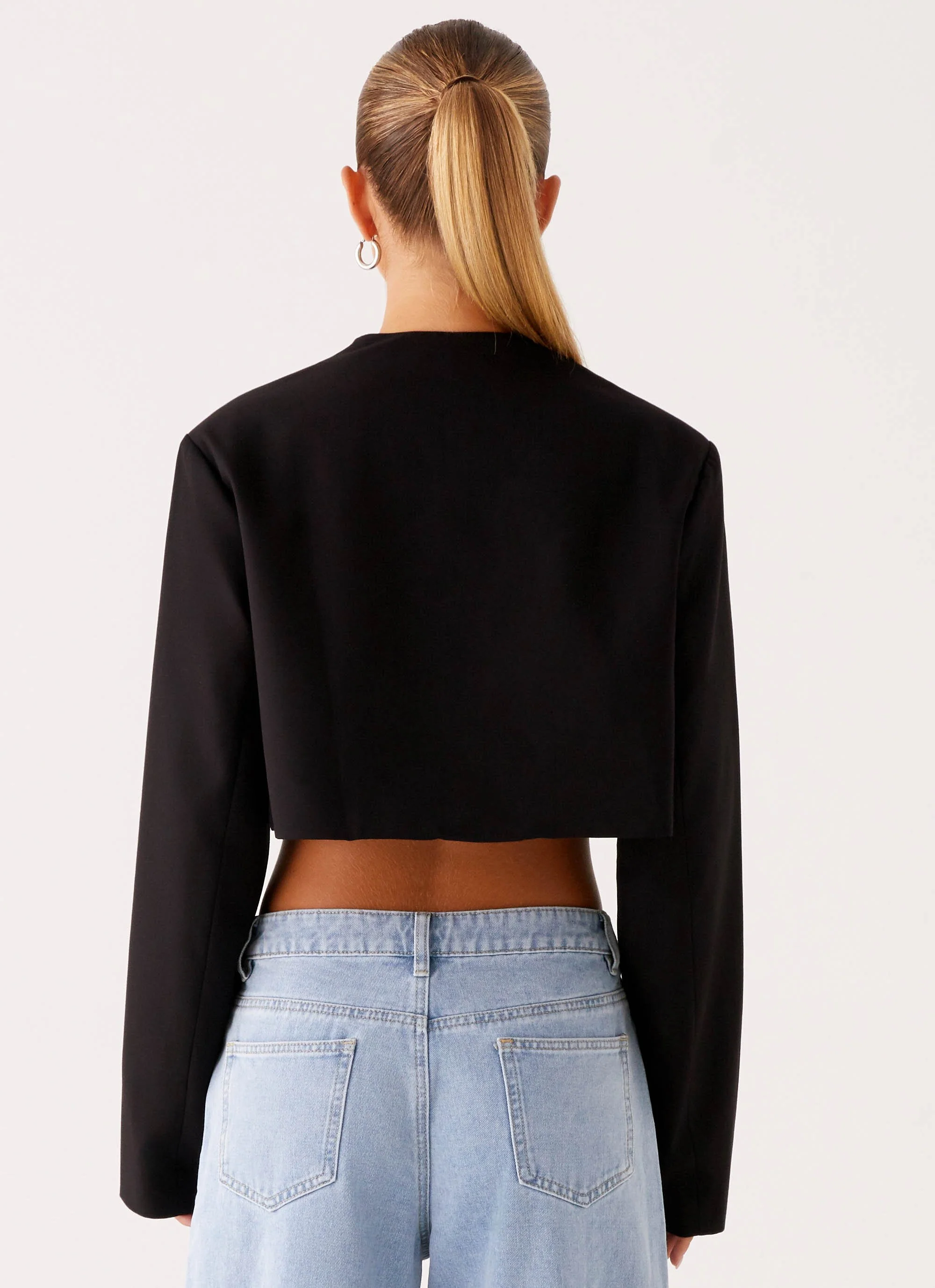 Giana Cropped Blazer - Black - Image 4