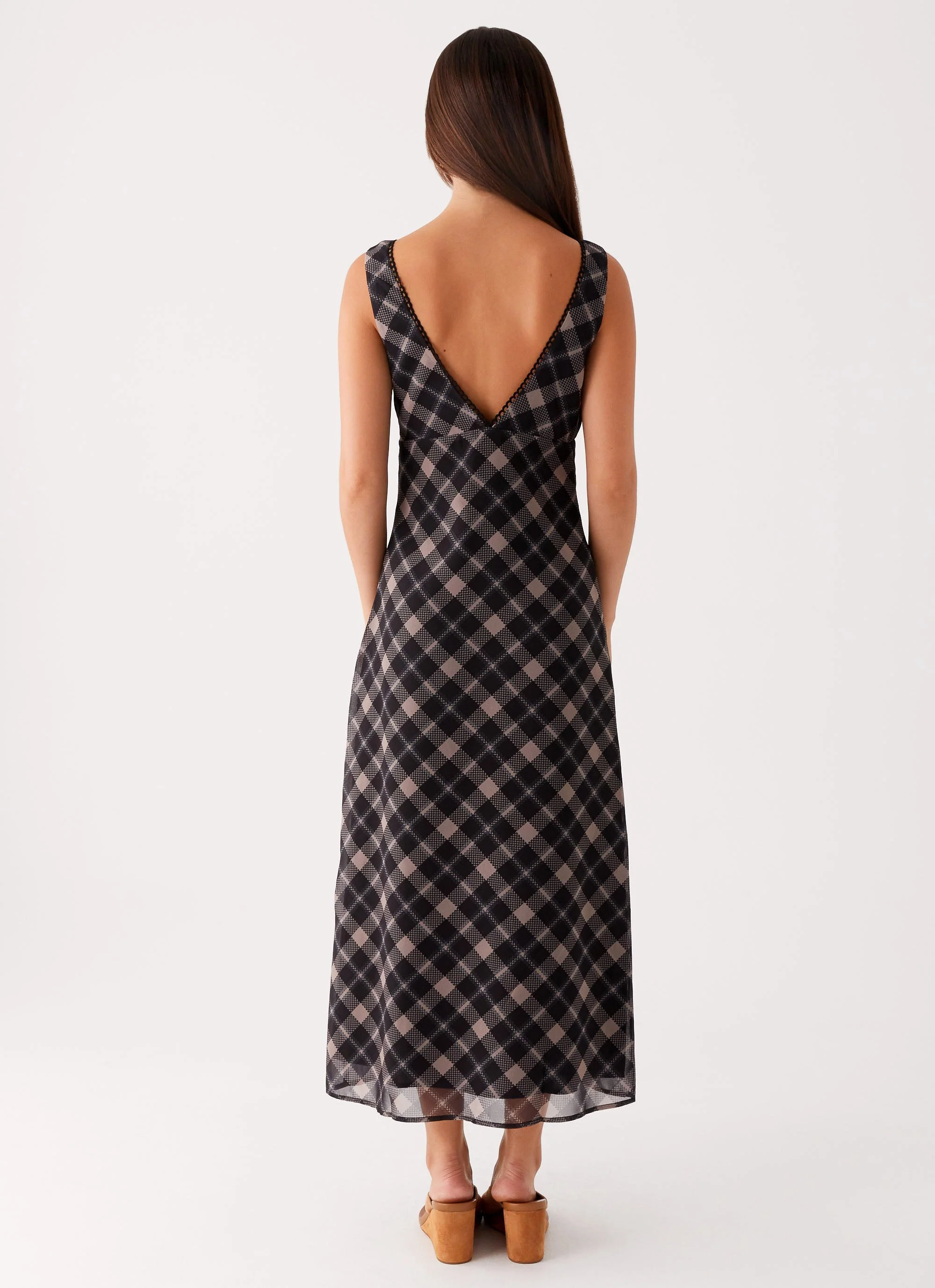 Gianna Midi Dress - Taupe Check - Image 4