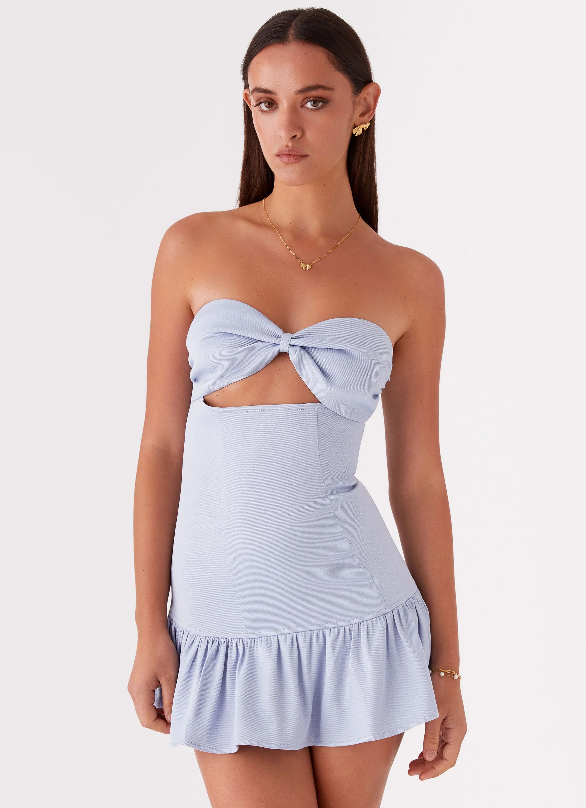 Gigi Frill Mini Dress - Blue - Image 6
