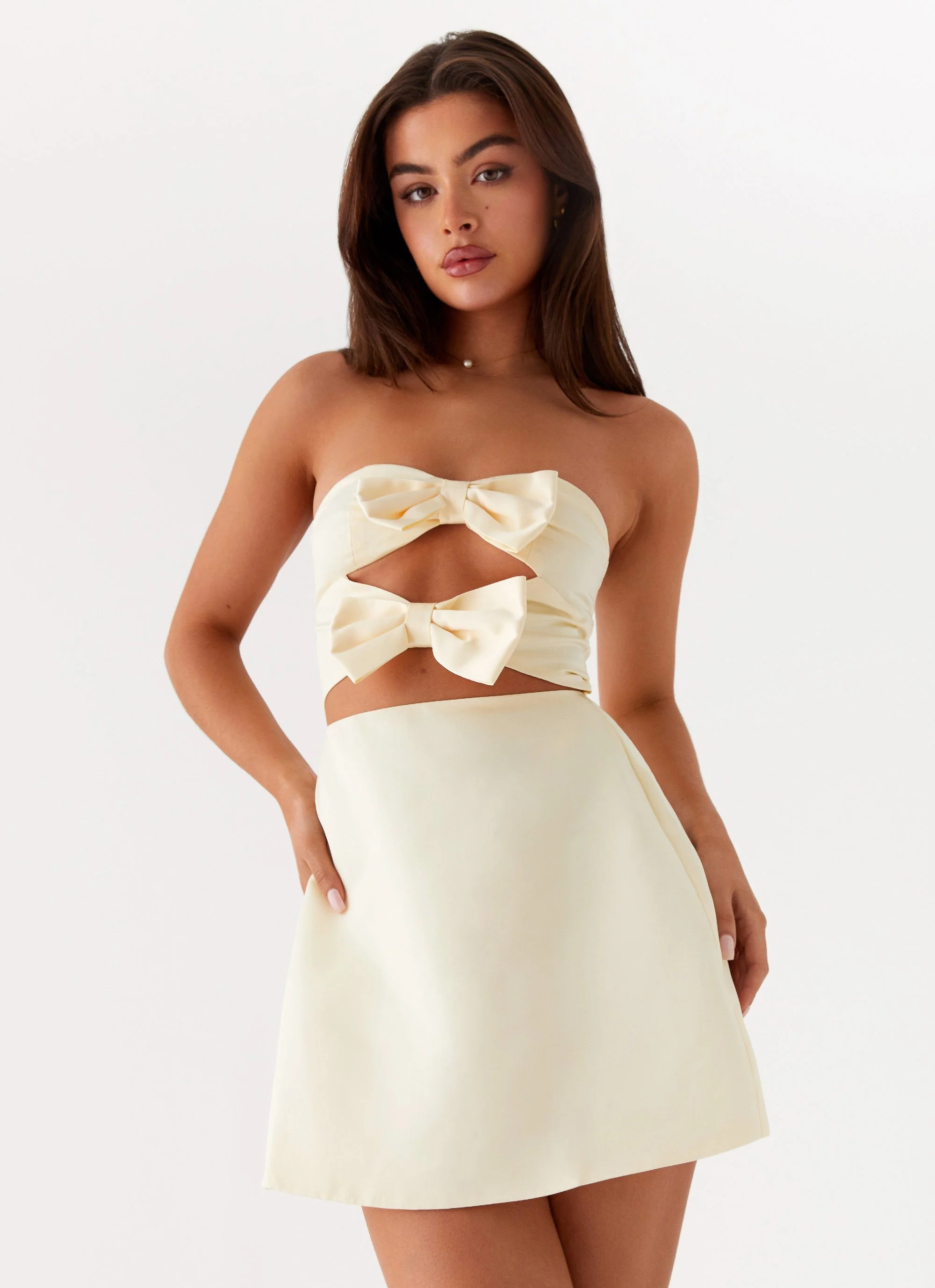 Girl Crush Bow Mini Dress - Lemon - Image 6