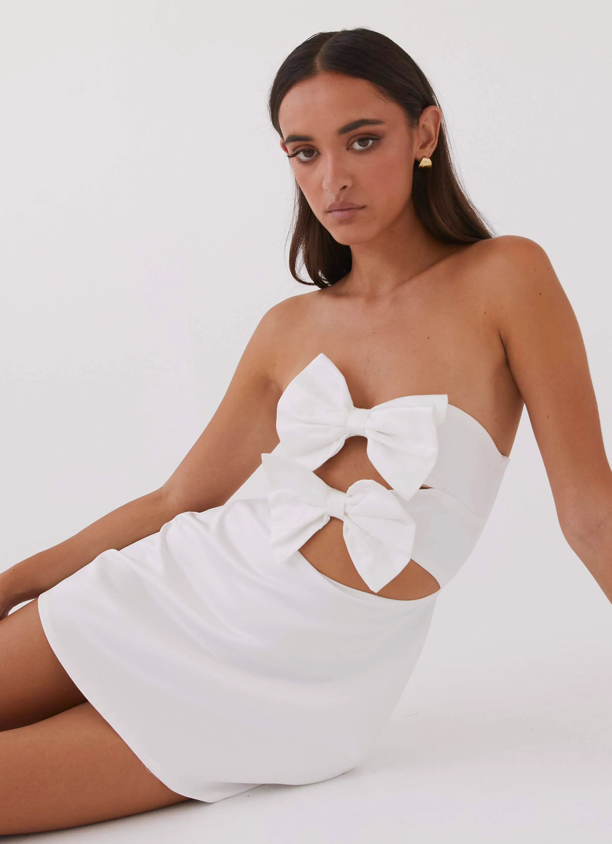 Girl Crush Bow Mini Dress - White - Image 6