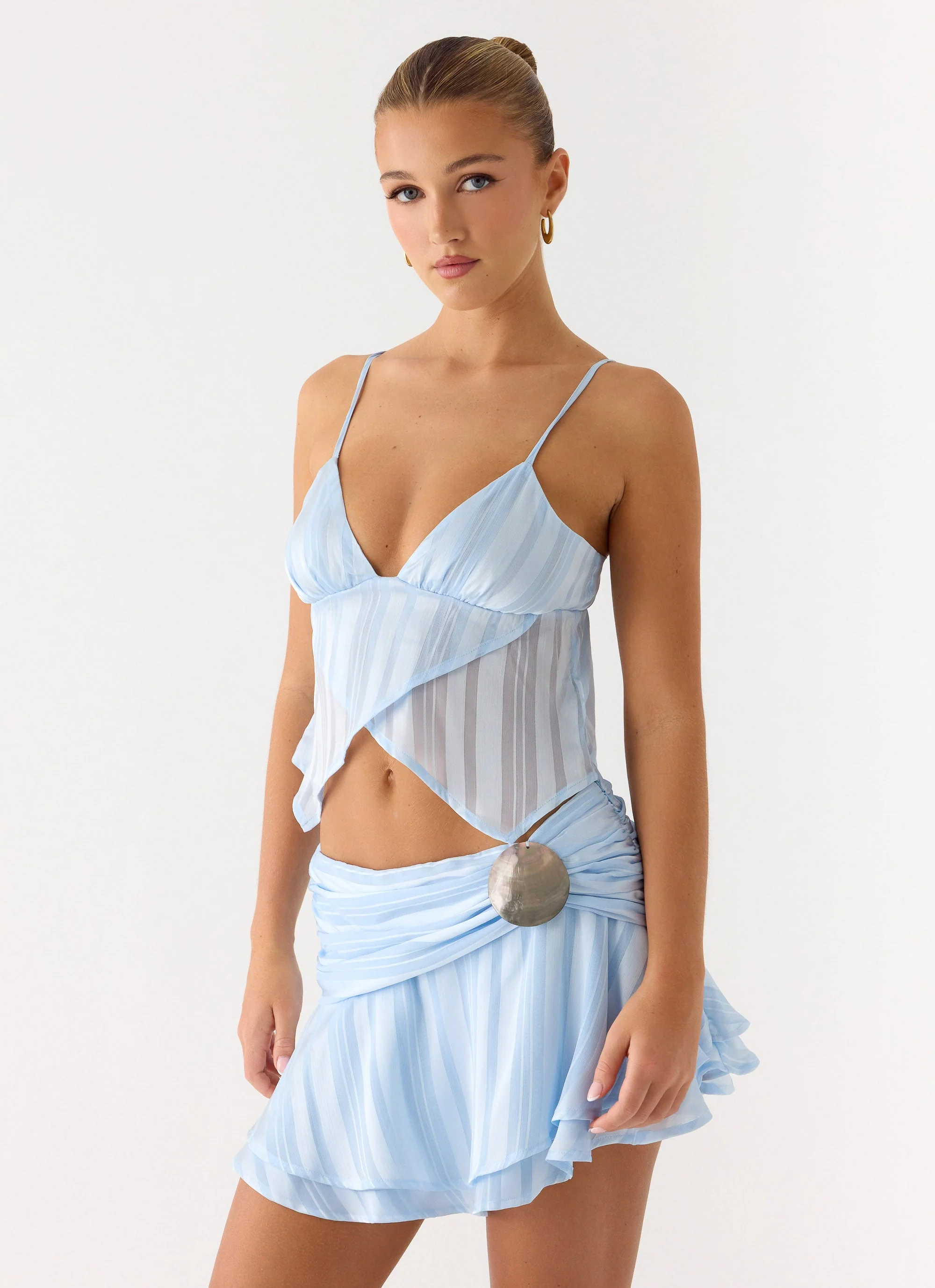 Glynne Shell Mini Skirt - Baby Blue - Image 2