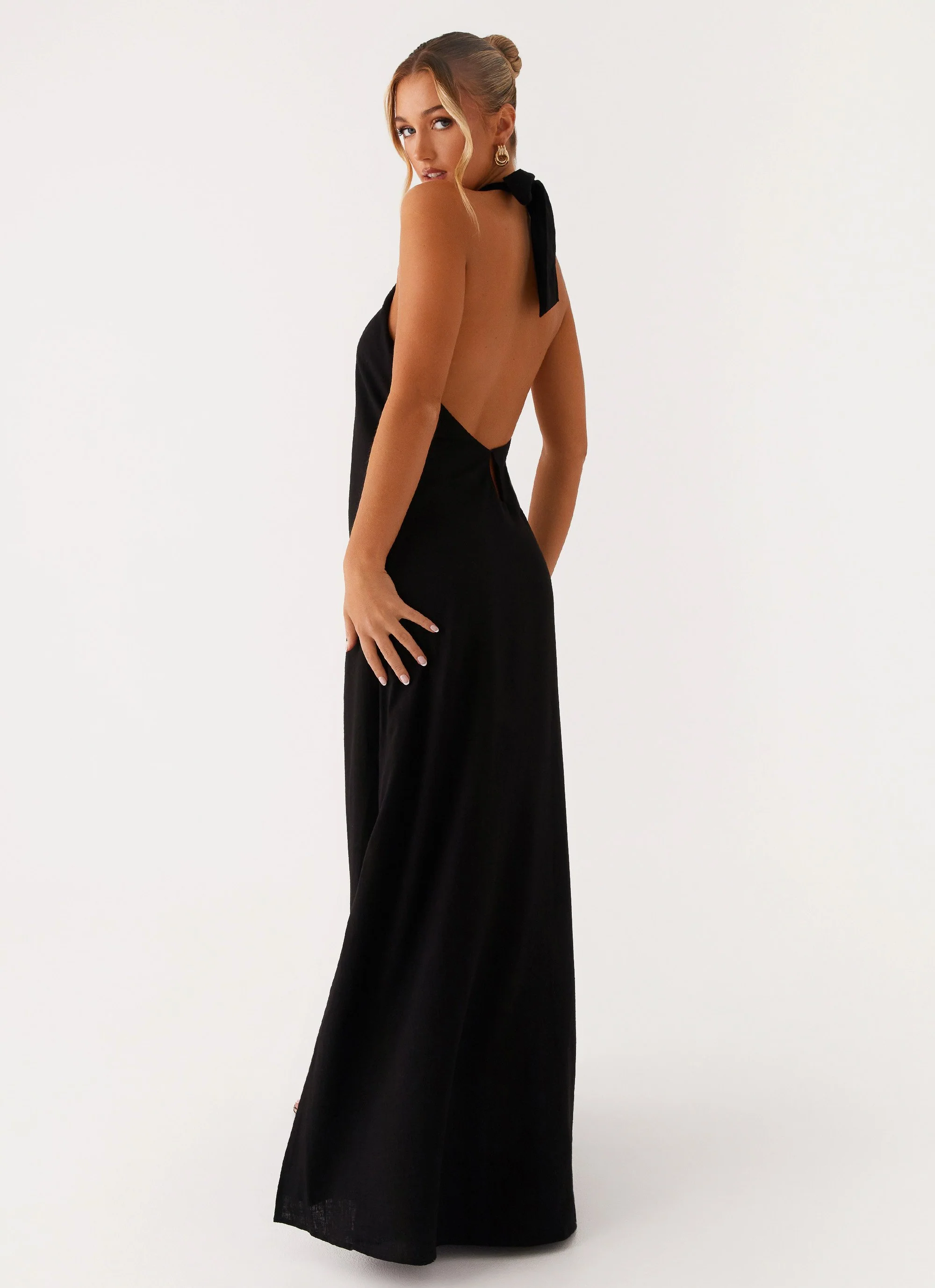 Golden Child Linen Maxi Dress - Black - Image 3