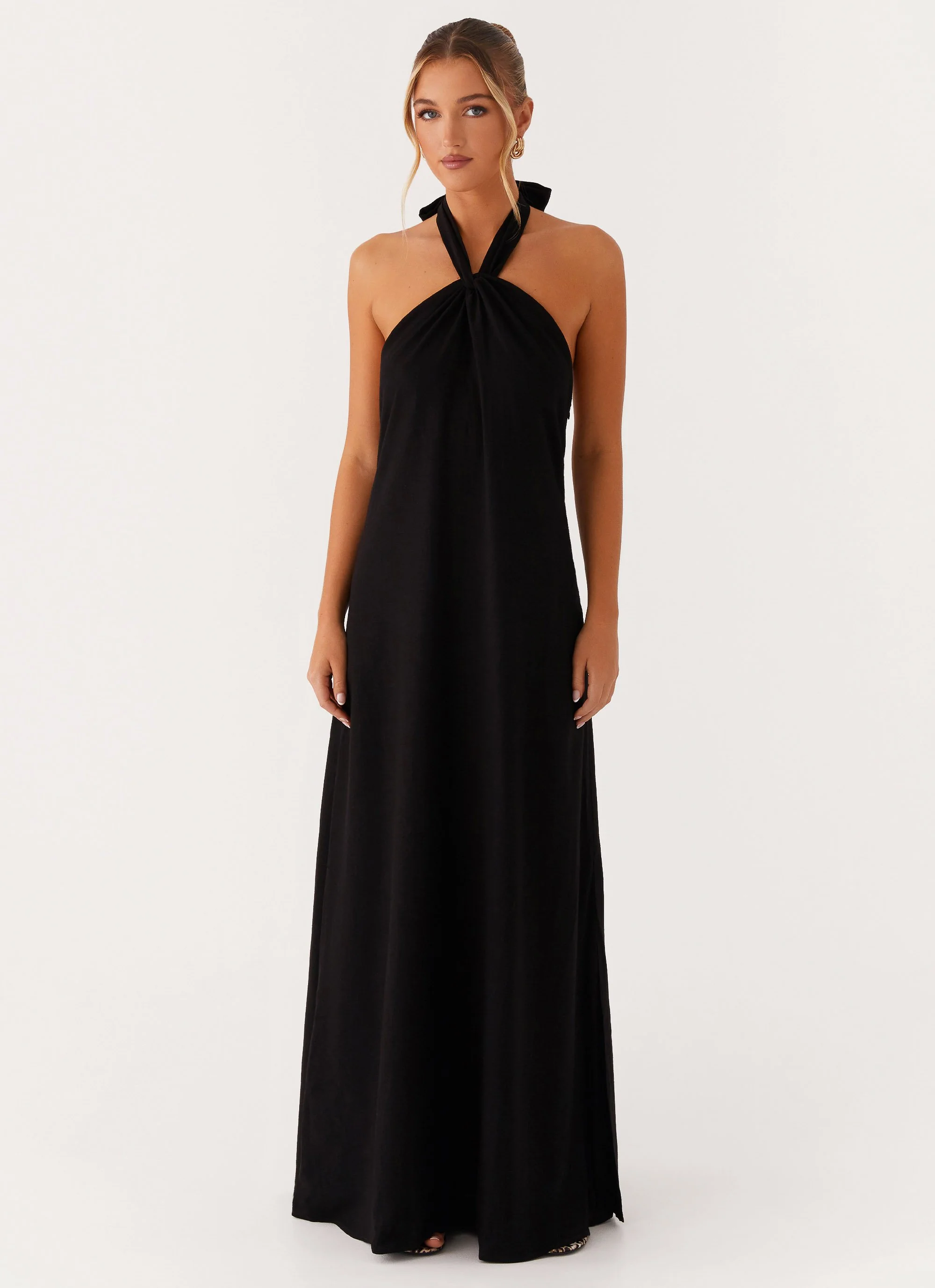 Golden Child Linen Maxi Dress - Black - Image 4
