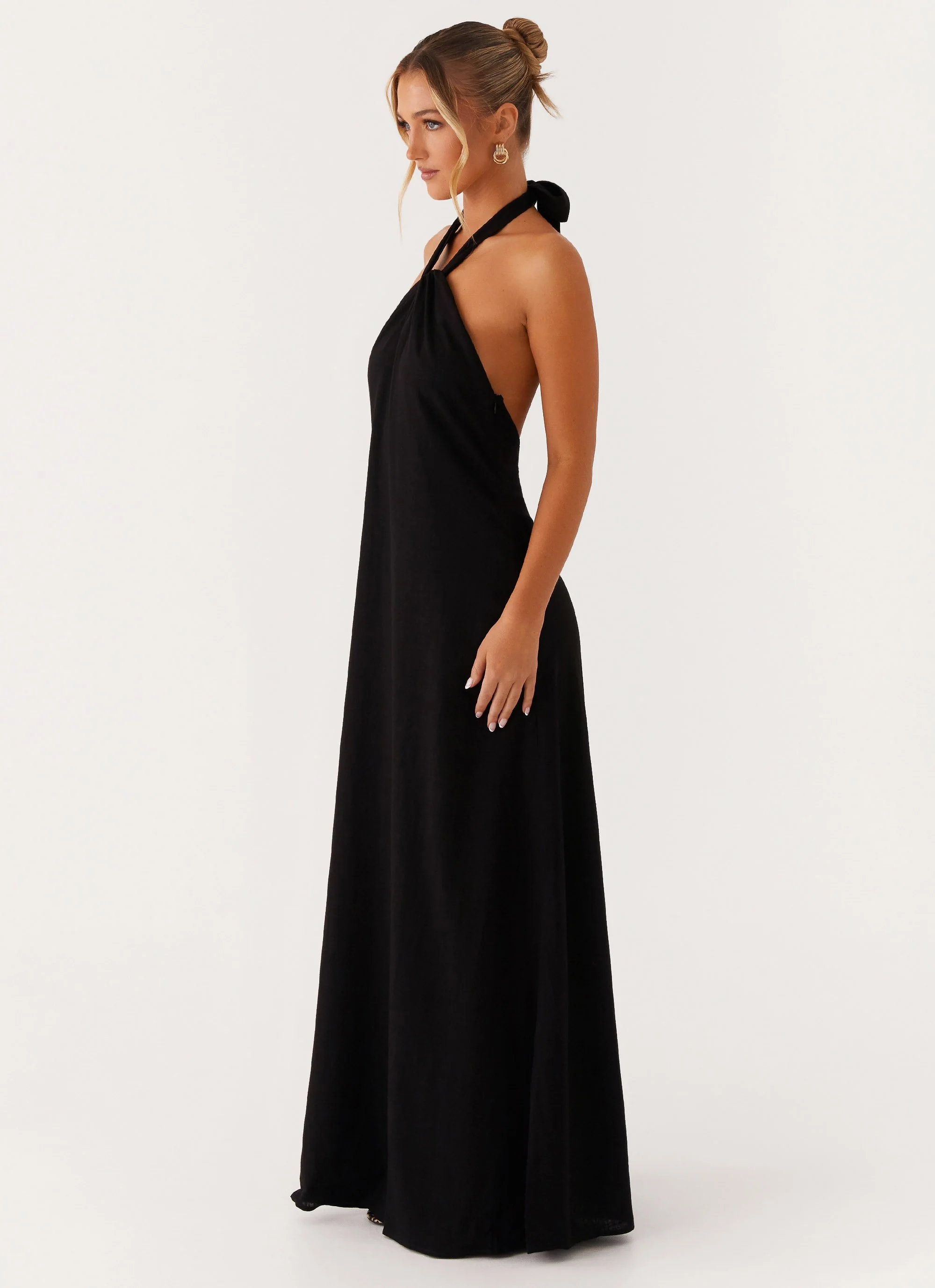 Golden Child Linen Maxi Dress - Black - Image 5