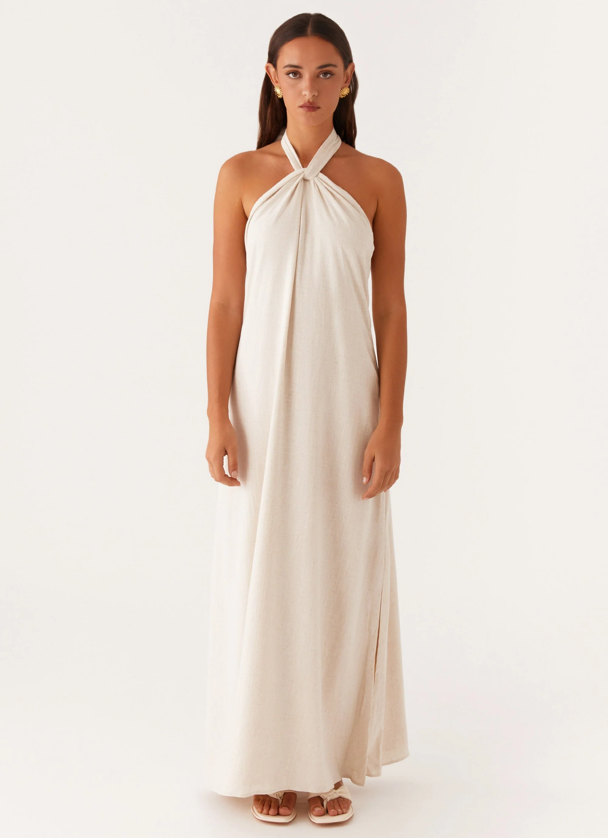 Golden Child Linen Maxi Dress - Oatmeal - Image 3