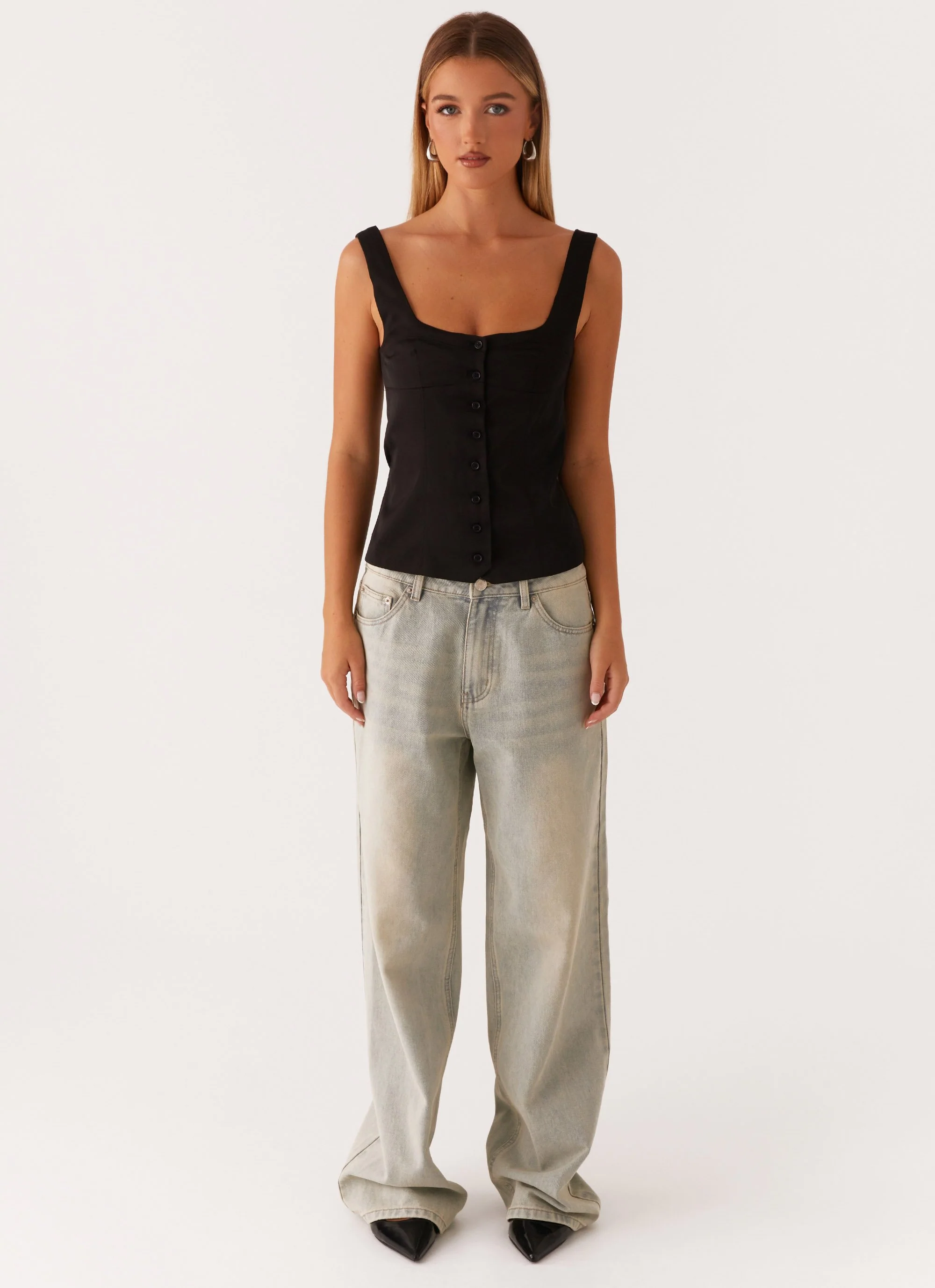 Golden Skies Bustier Panel Top - Black - Image 2