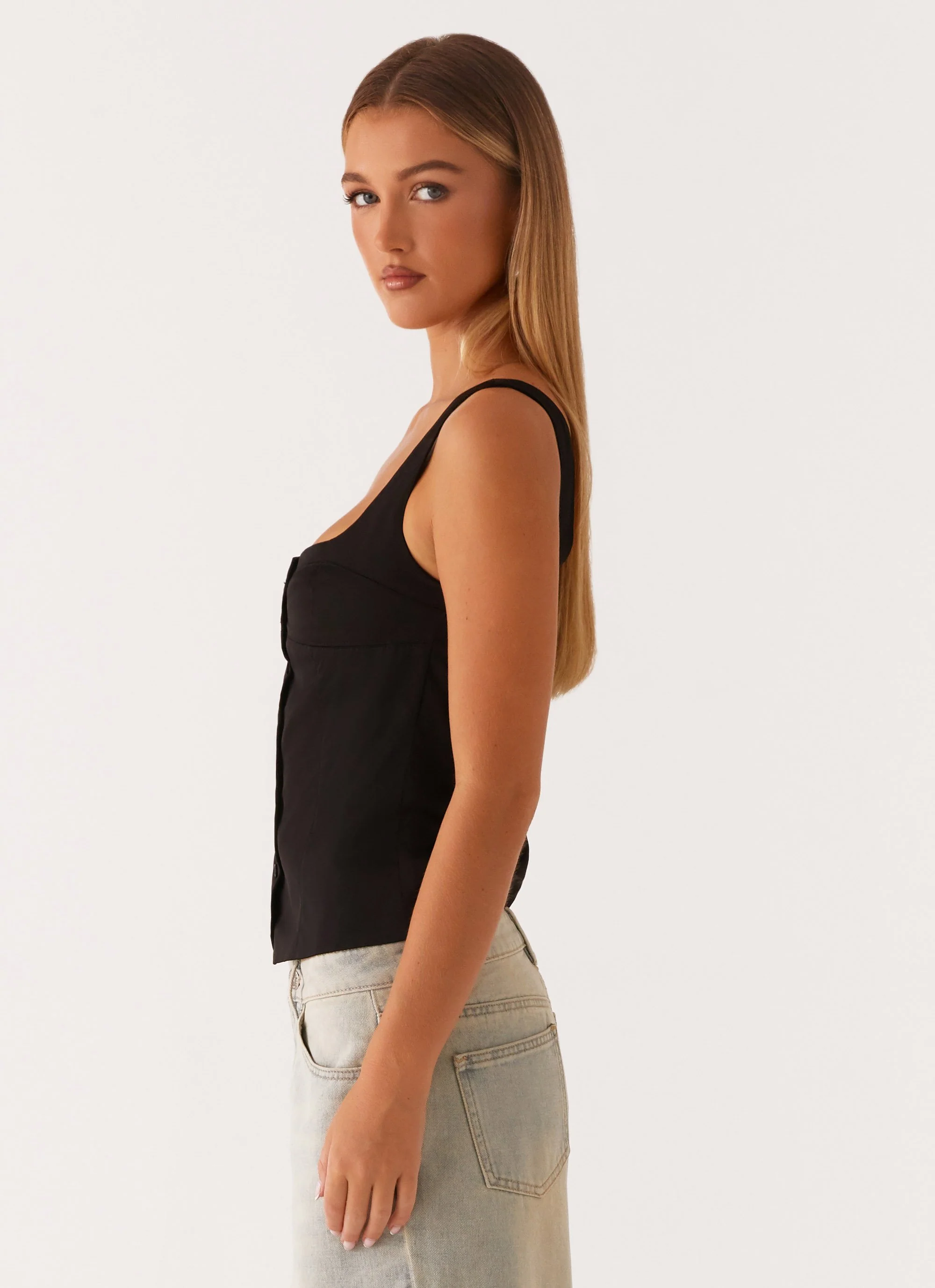 Golden Skies Bustier Panel Top - Black - Image 3