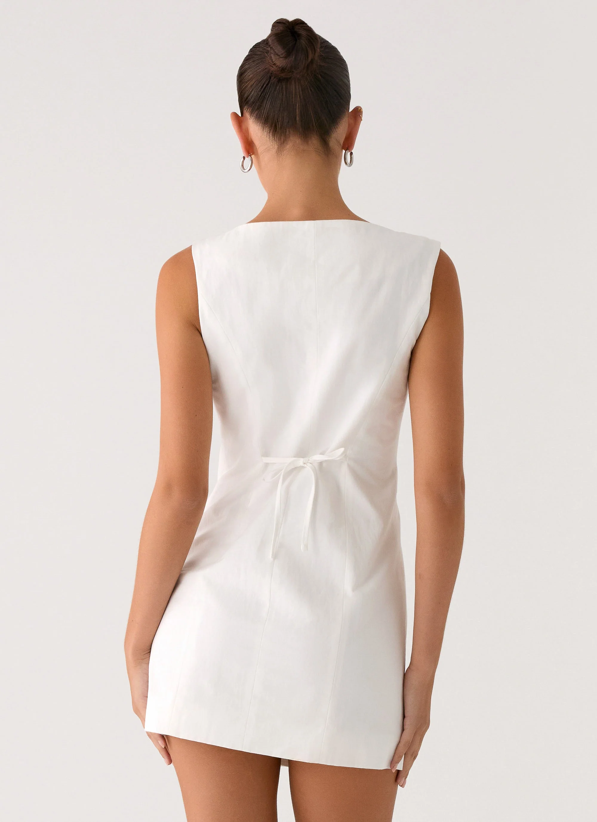 Golden Touch Cotton Mini Dress - White - Image 4