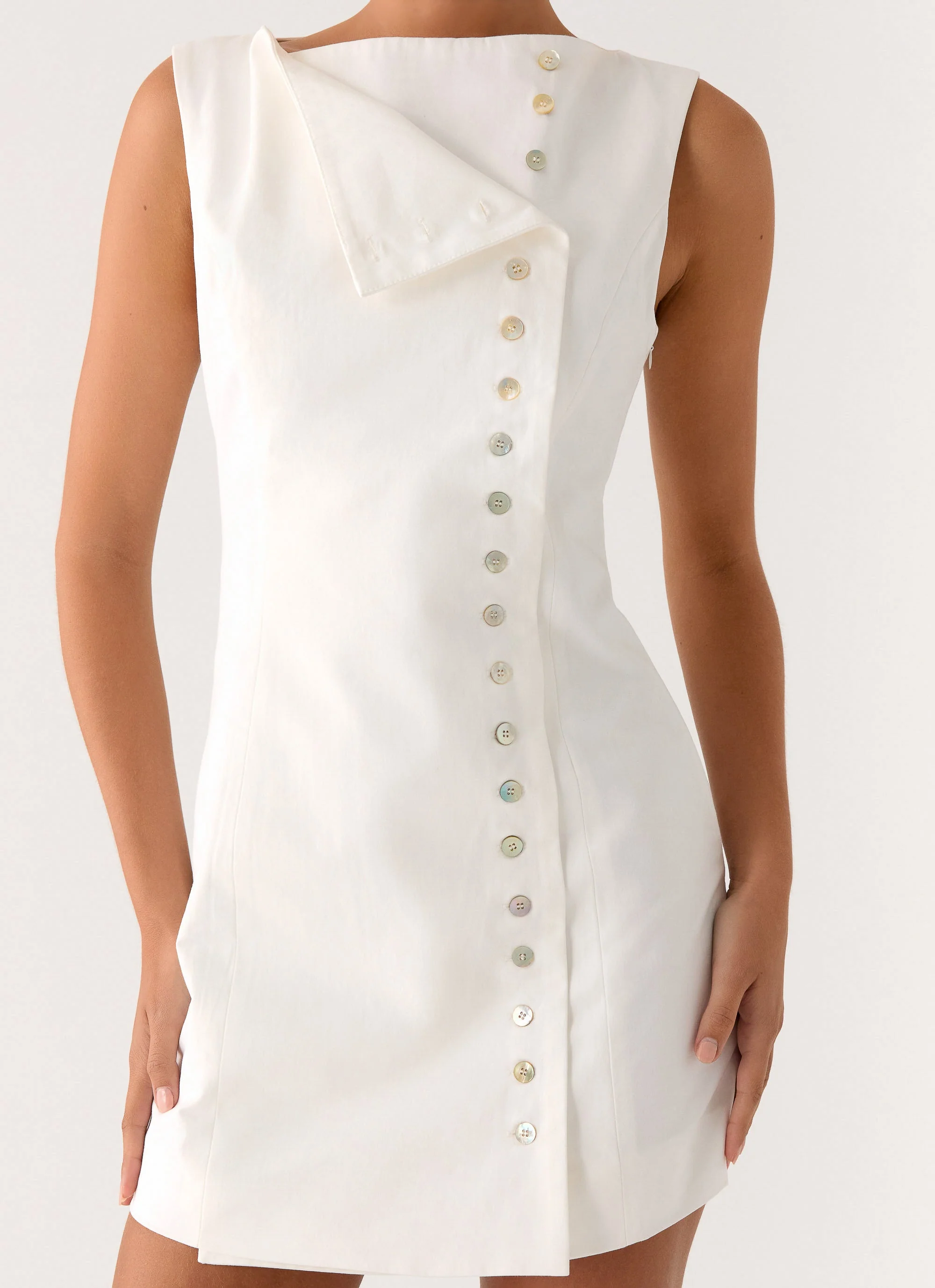 Golden Touch Cotton Mini Dress - White - Image 6
