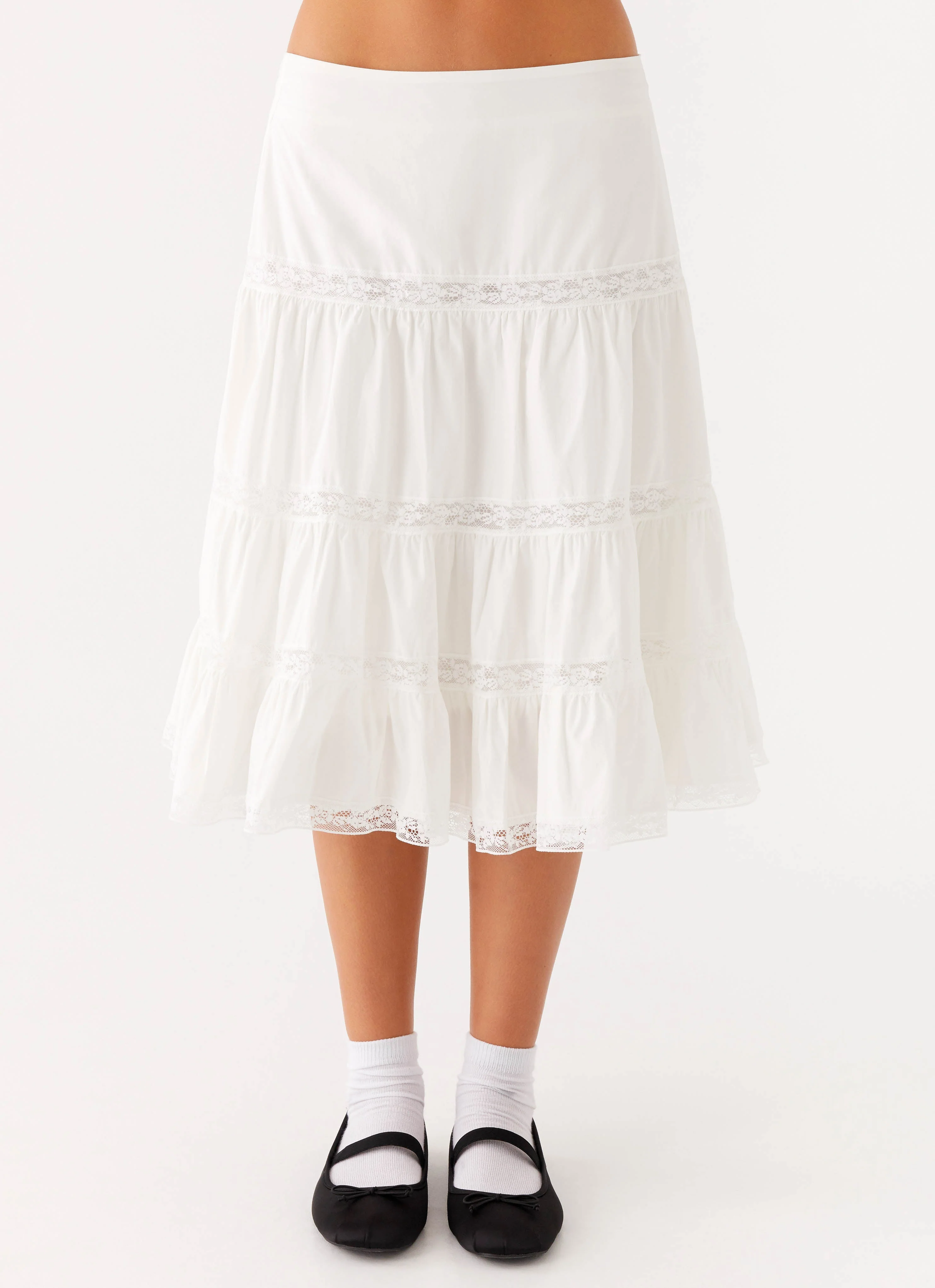 Good Vibes Midi Skirt - White - Image 4
