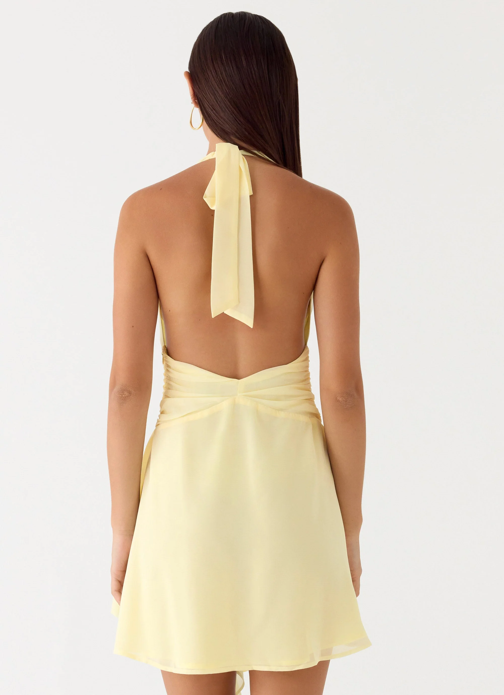Guide You Halter Neck Mini Dress - Yellow - Image 2