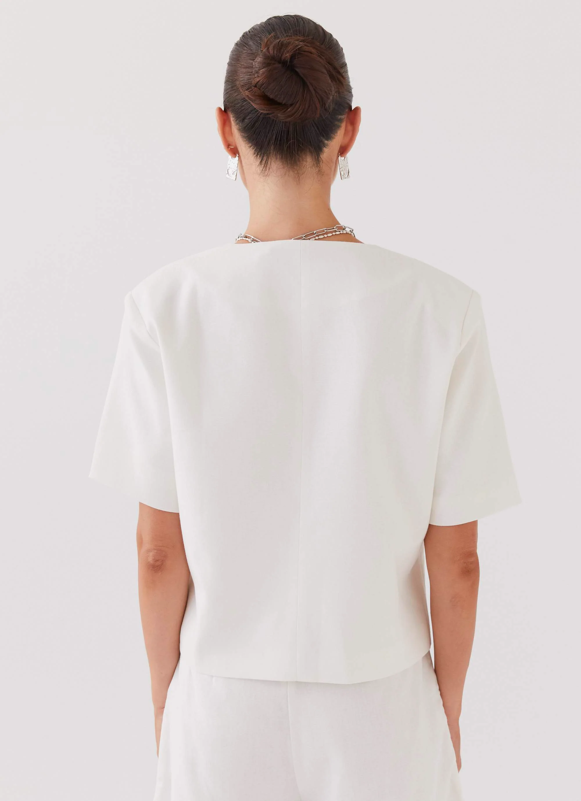 Hacienda Linen Short Sleeve Blazer - White - Image 4