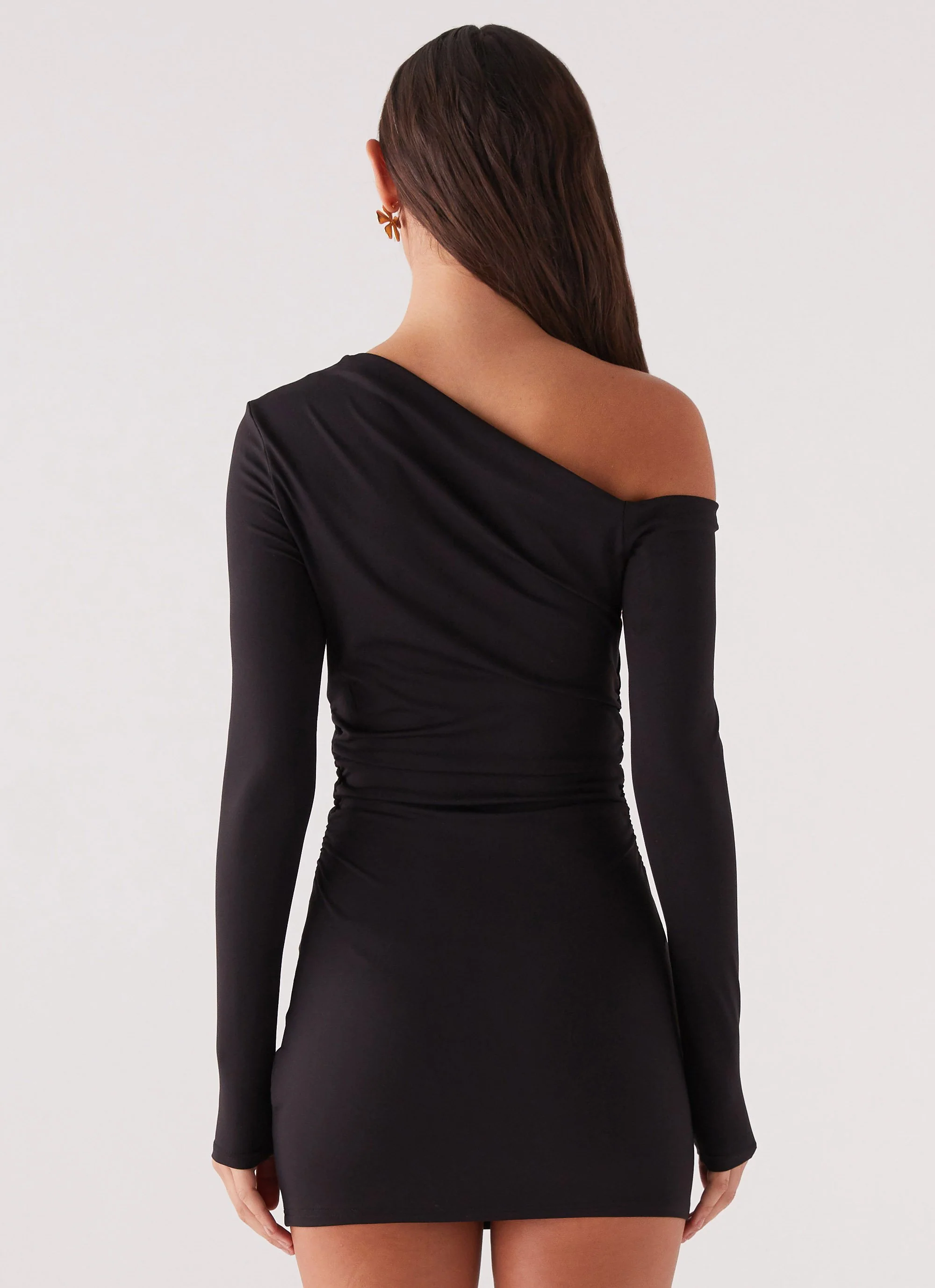 Hailey Off Shoulder Mini Dress - Black - Image 6