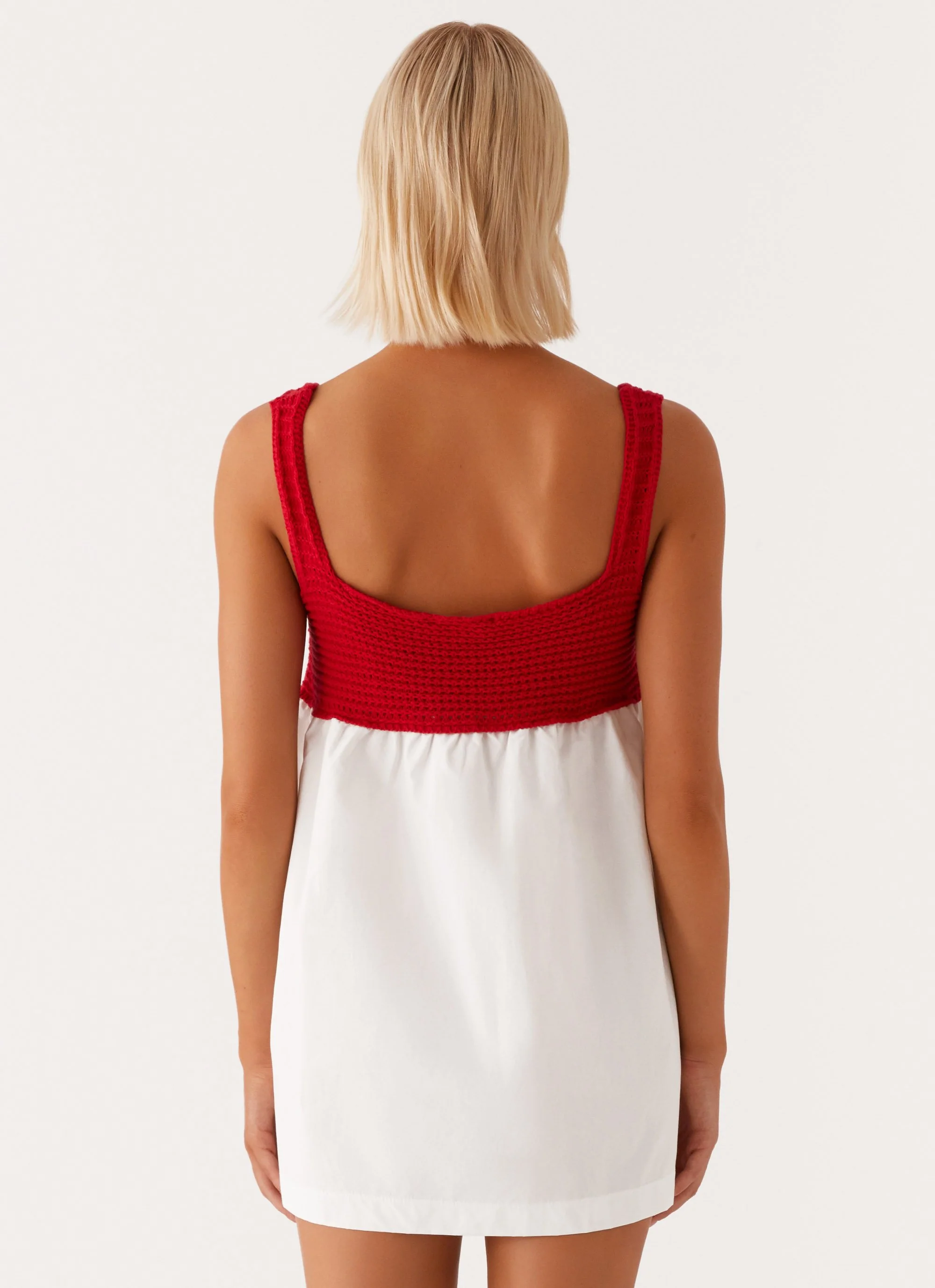 Halona Crochet Babydoll Mini Dress - Red - Image 5
