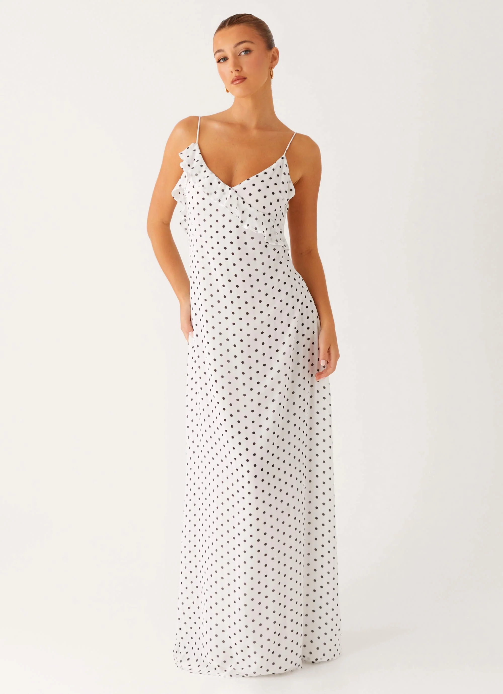 Harri Maxi Dress - White Polka Dot - Image 4