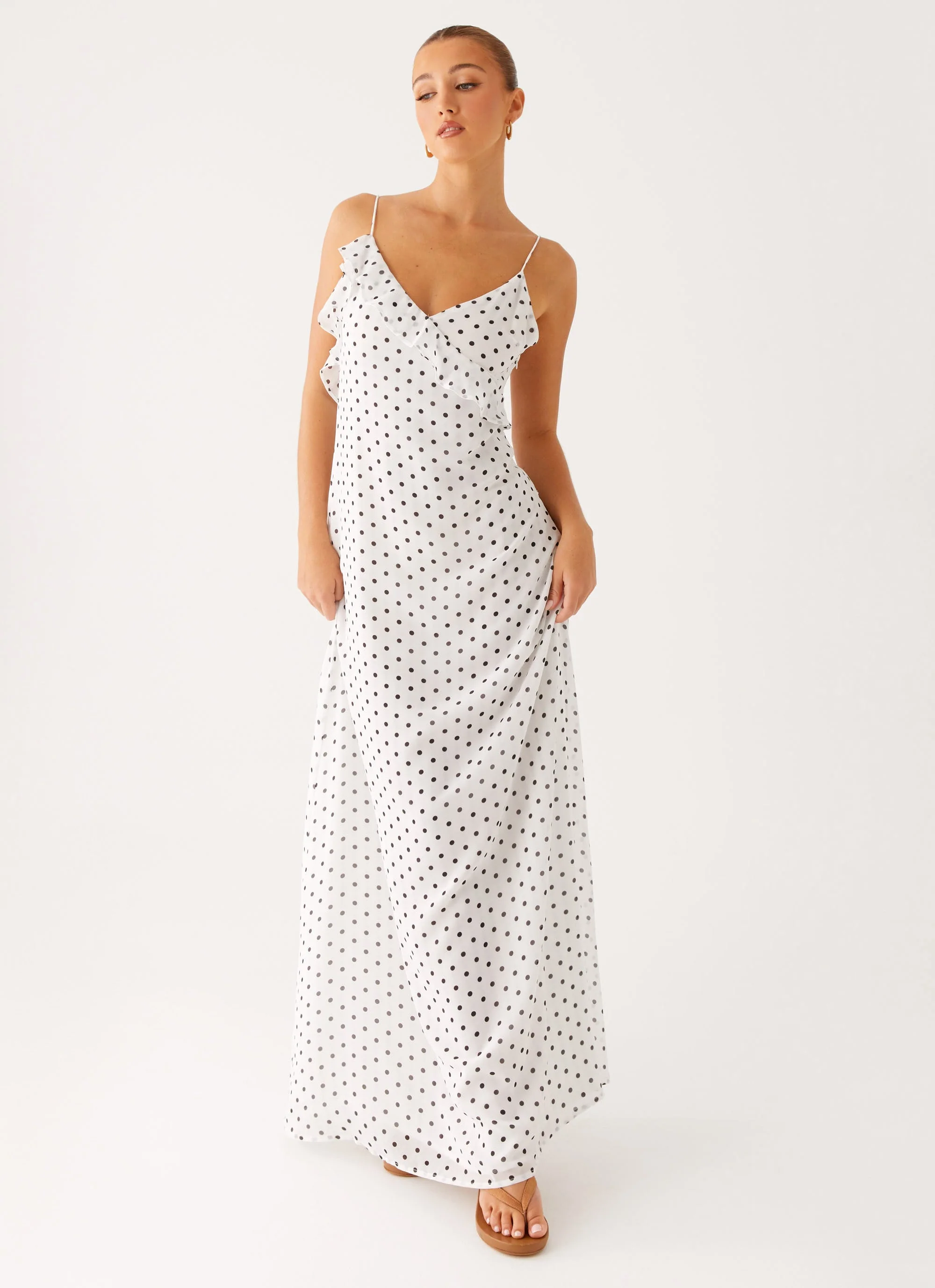 Harri Maxi Dress - White Polka Dot - Image 6