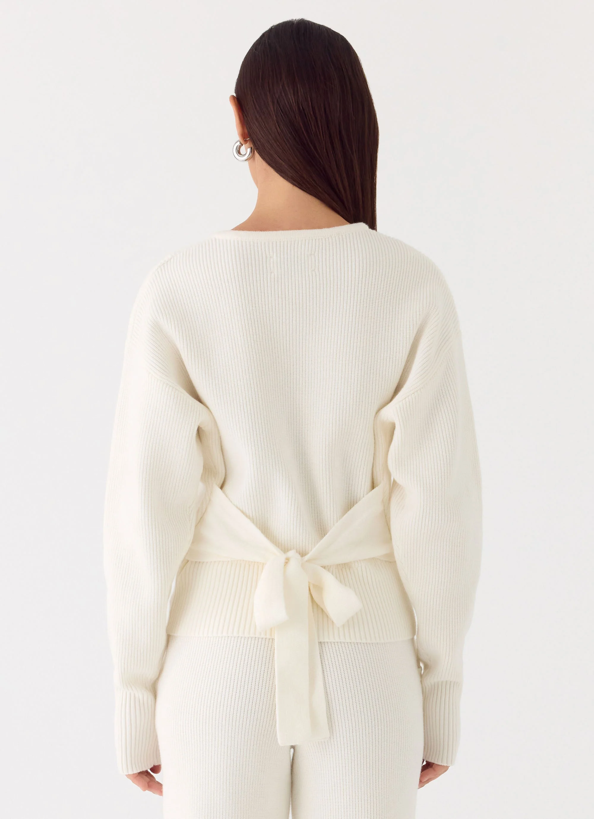 Harrison Cinched Knit Cardigan - Ivory - Image 2