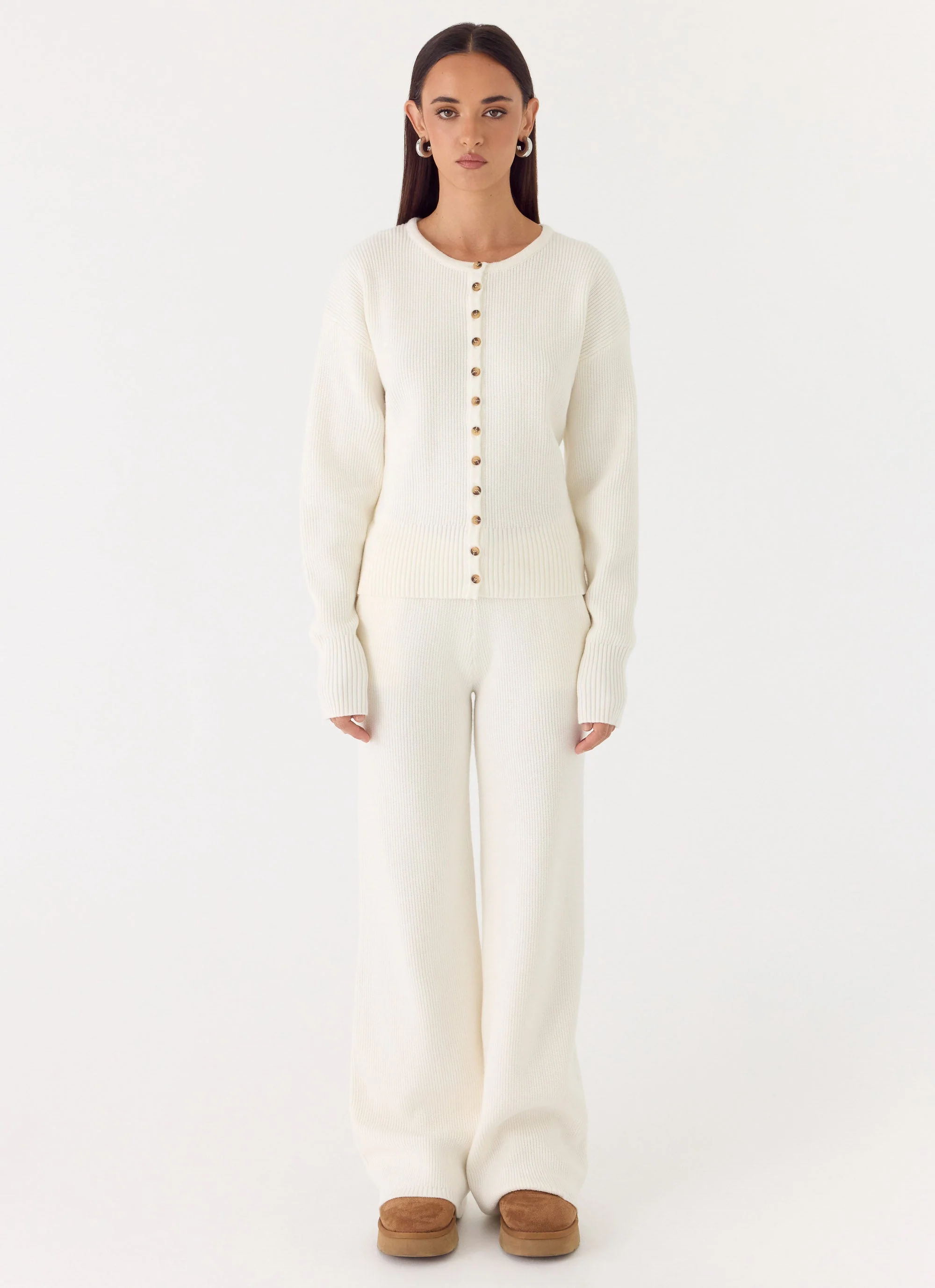 Harrison Cinched Knit Cardigan - Ivory - Image 5