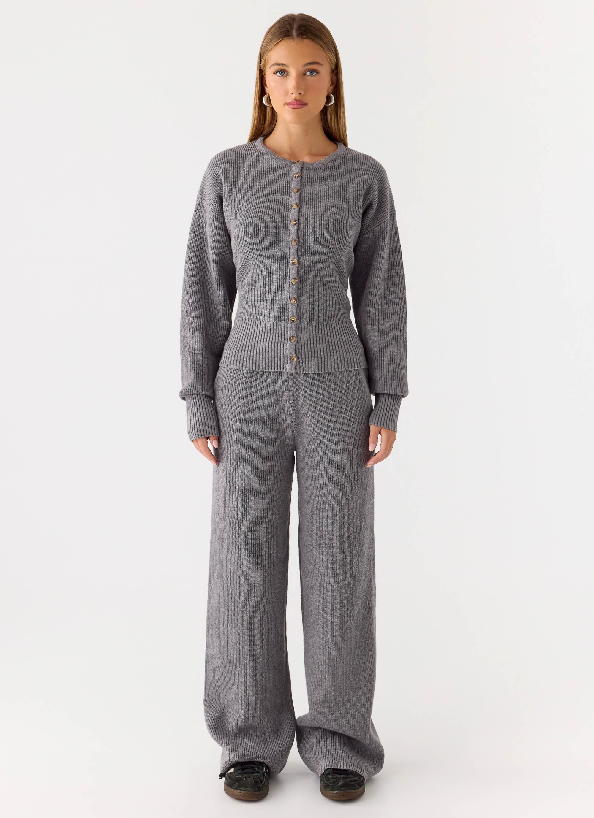 Harrison Low Rise Knit Pants - Marle Grey - Image 2