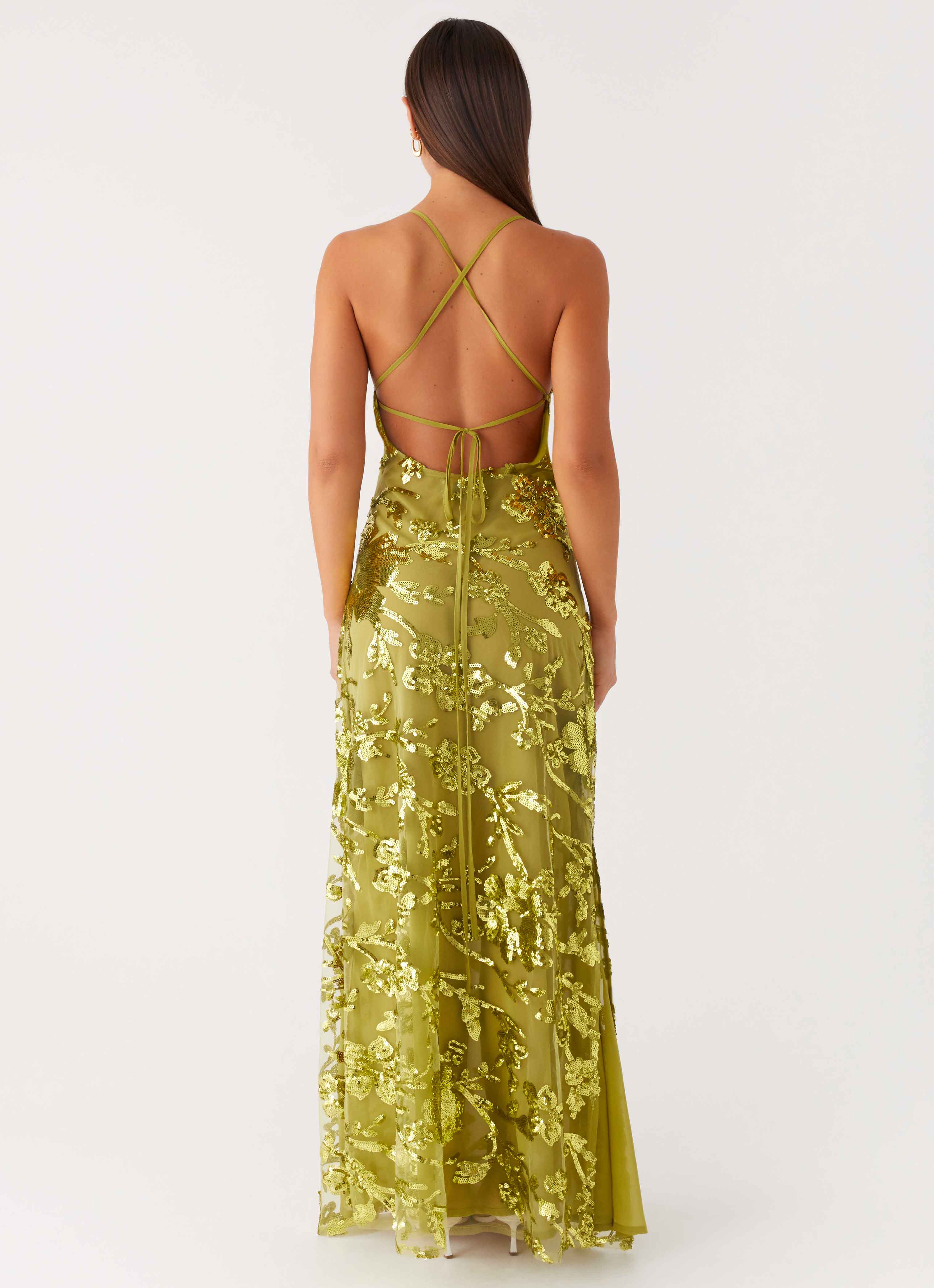 Havana Sequin Maxi Dress - Lime - Image 4