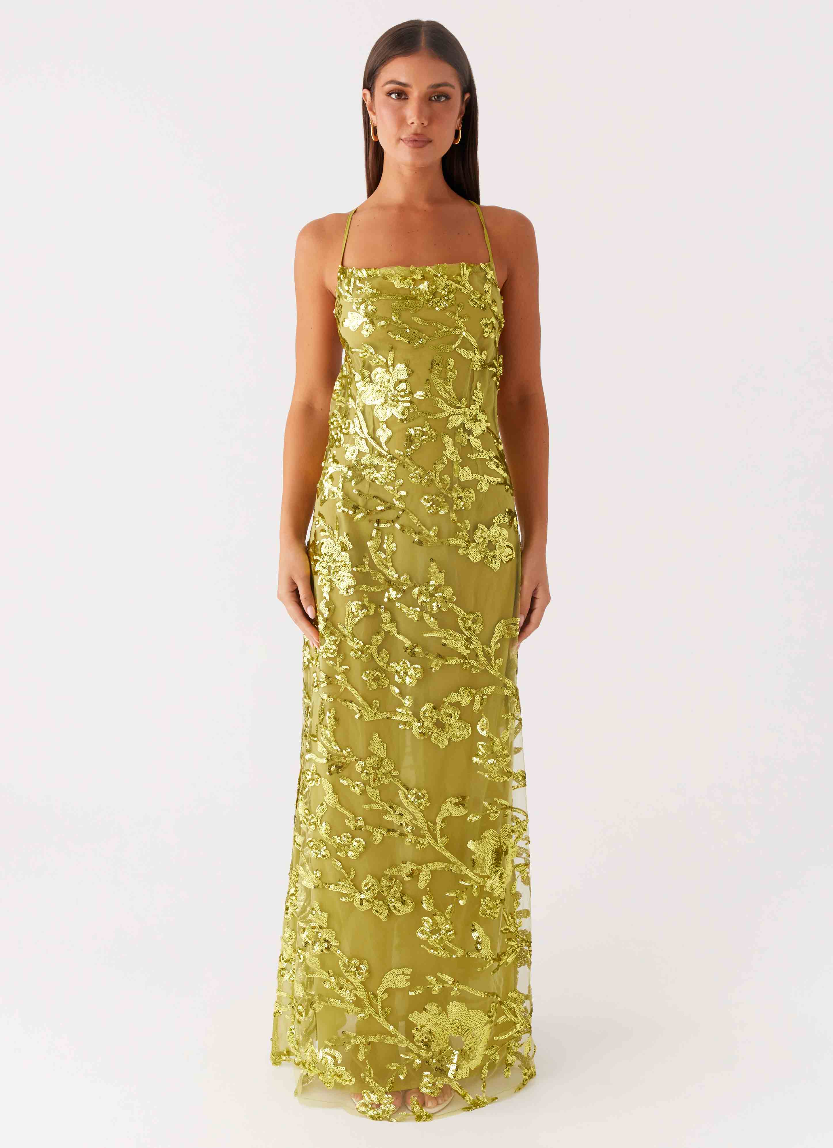 Havana Sequin Maxi Dress - Lime - Image 5