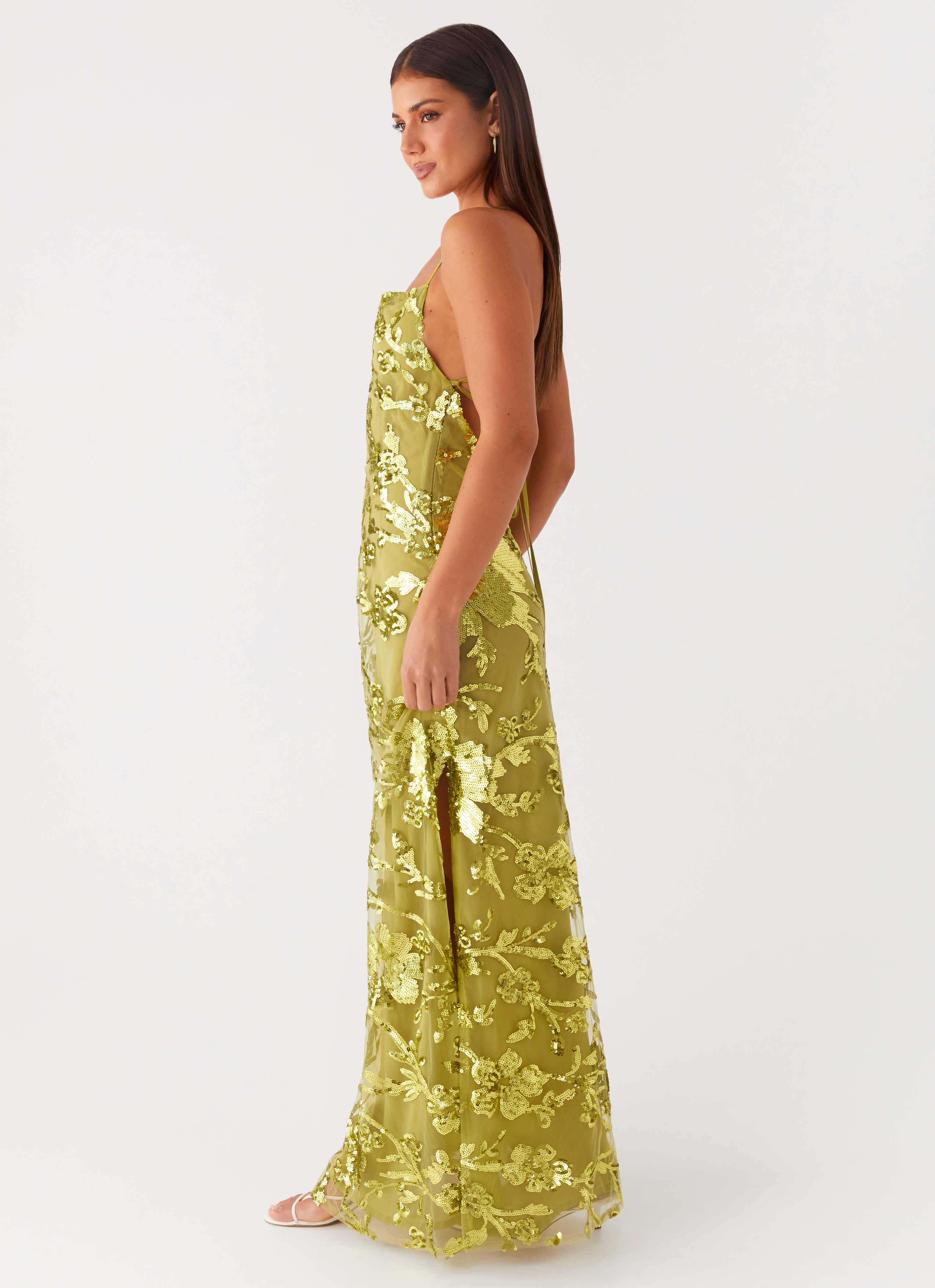 Havana Sequin Maxi Dress - Lime - Image 6