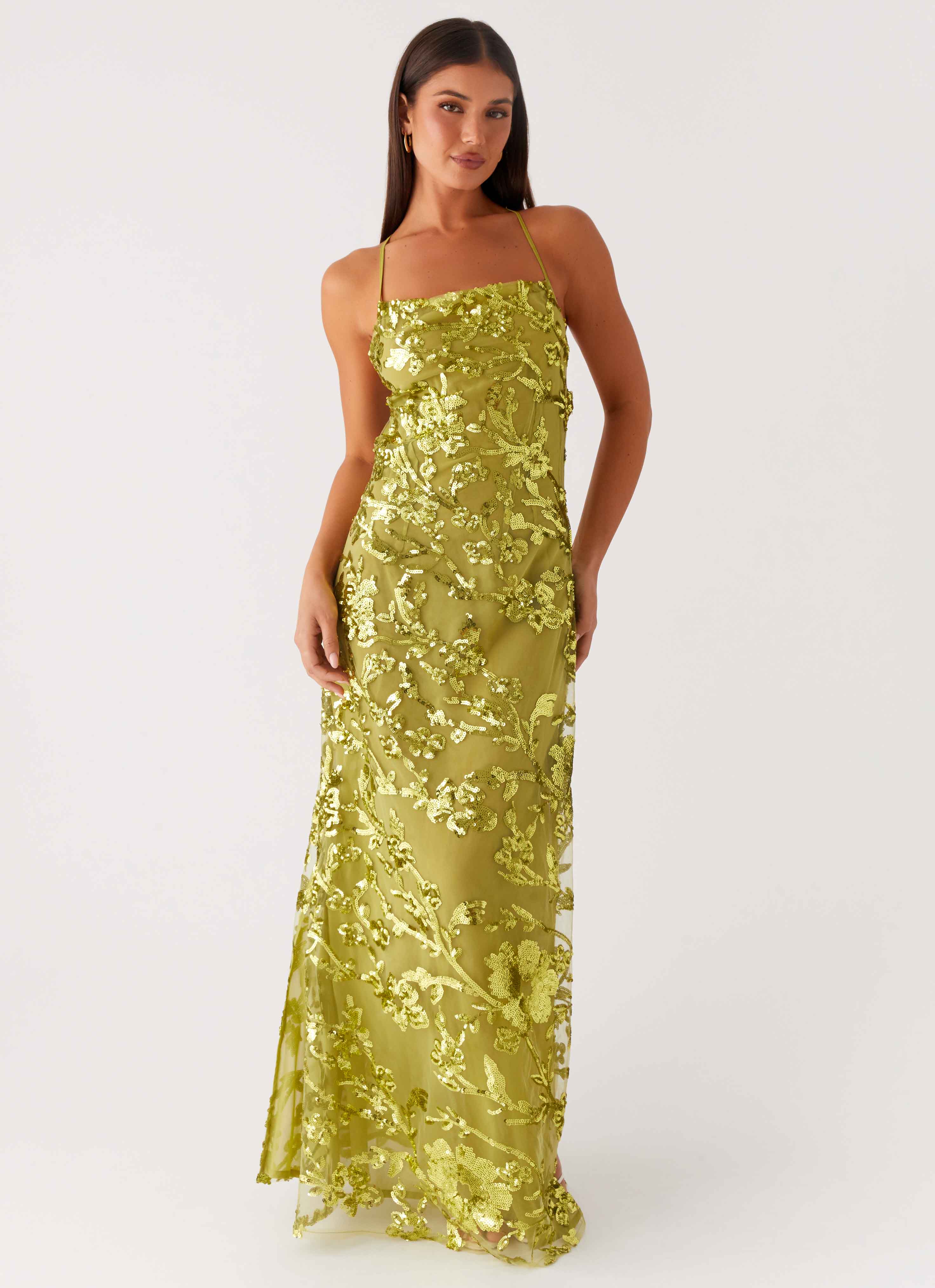 Havana Sequin Maxi Dress - Lime - Image 7